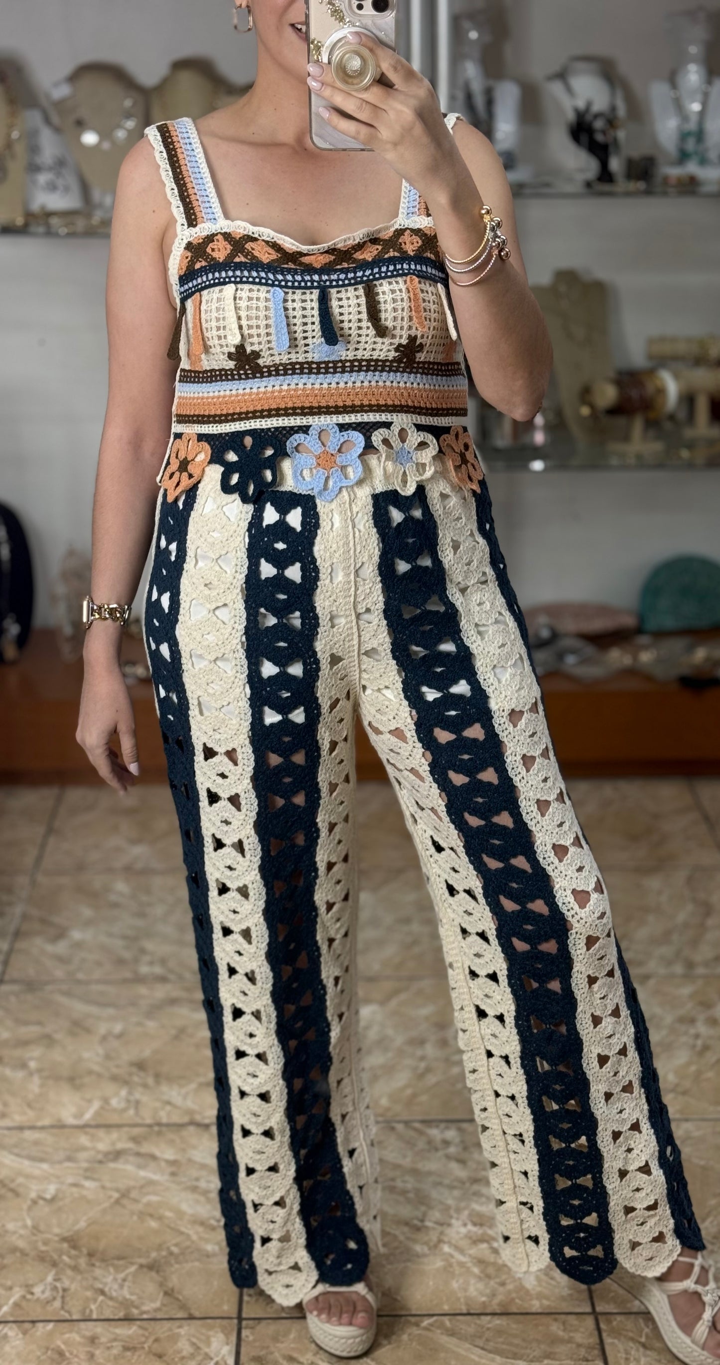 Crochet OS Crop Top (NO RETURNS OR EXCHANGE) (PANT SOLD SEPARATELY)