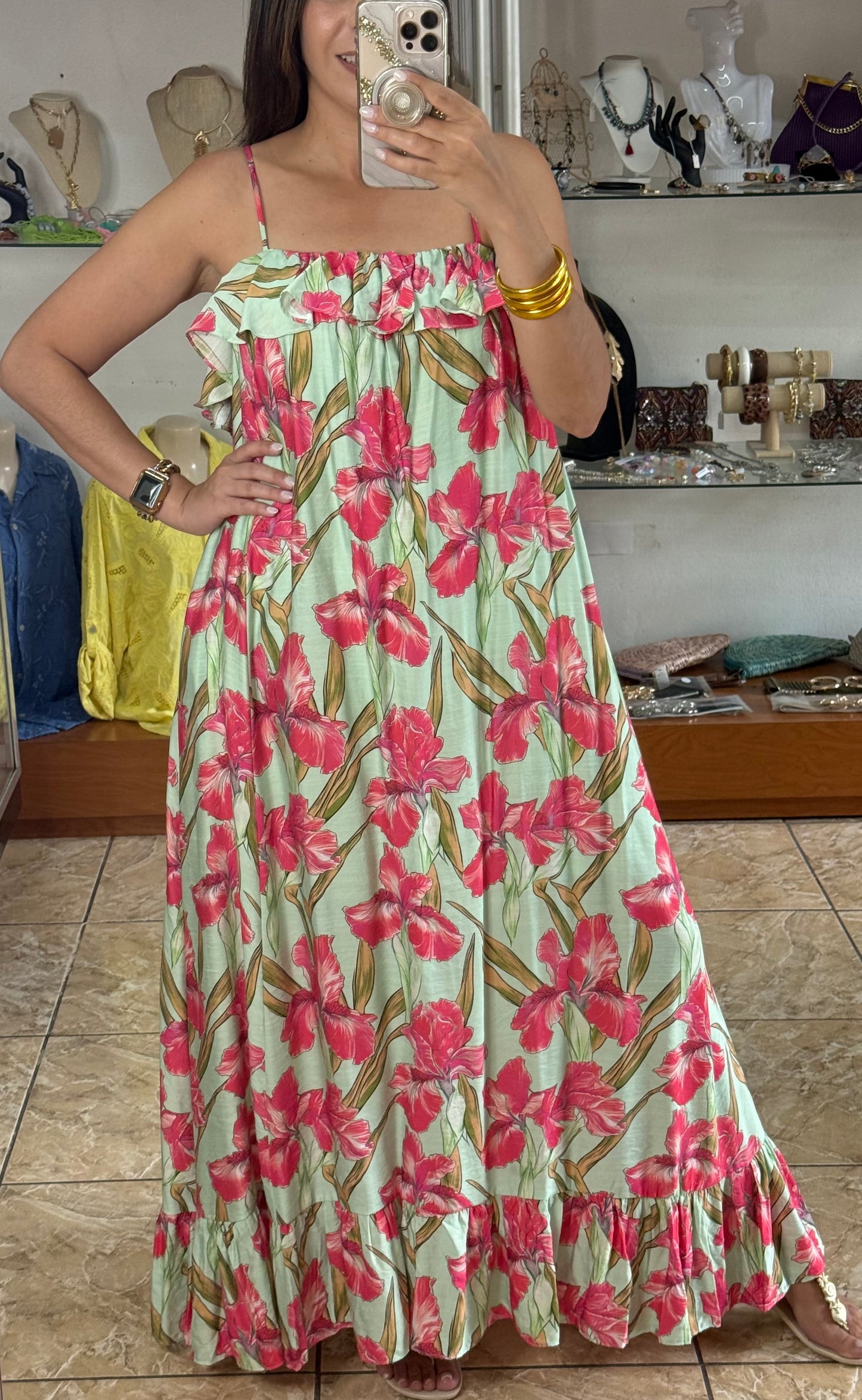 Mint Floral Maxi Dress