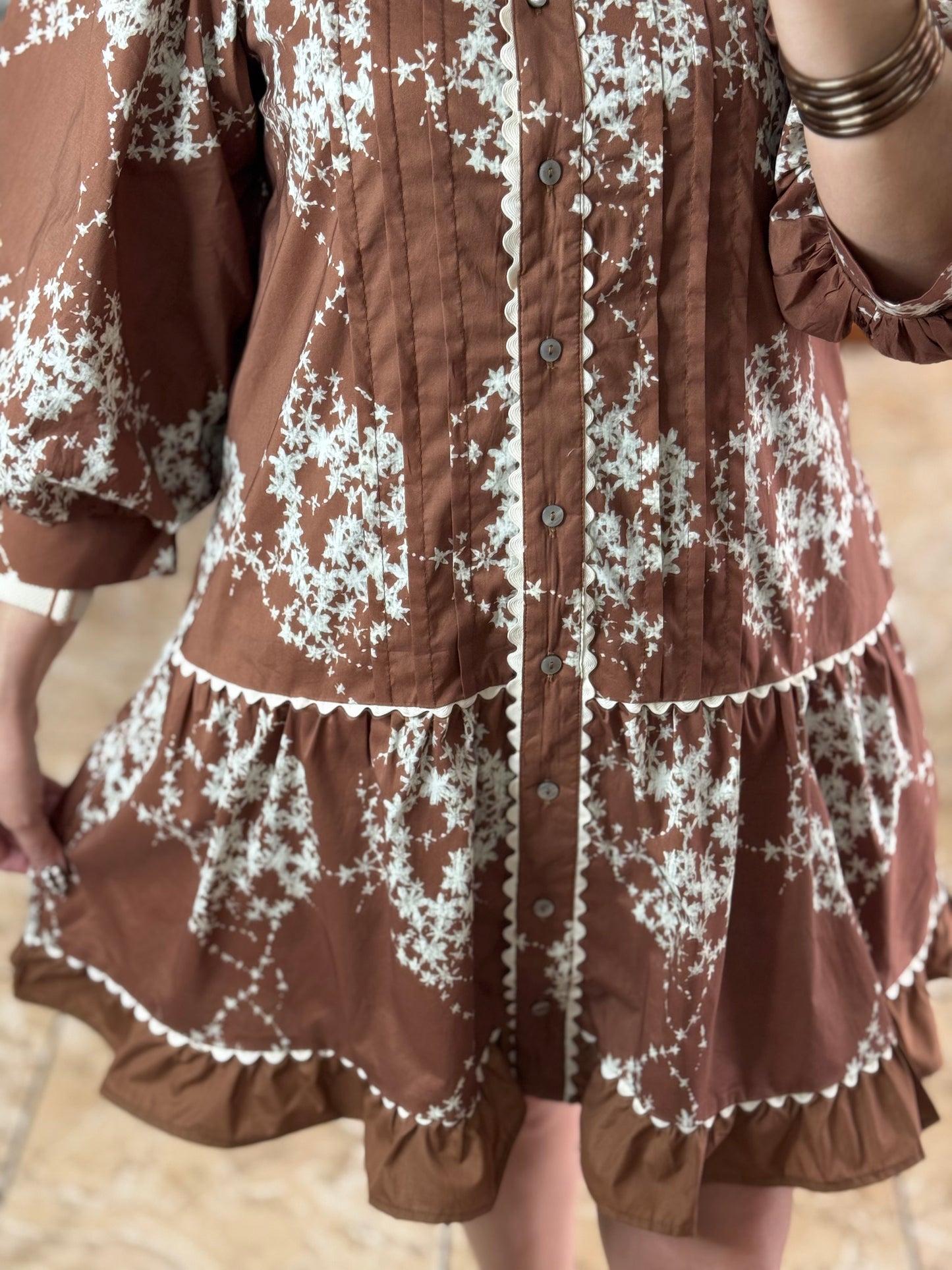 Brown Mix Floral Mini Dress
