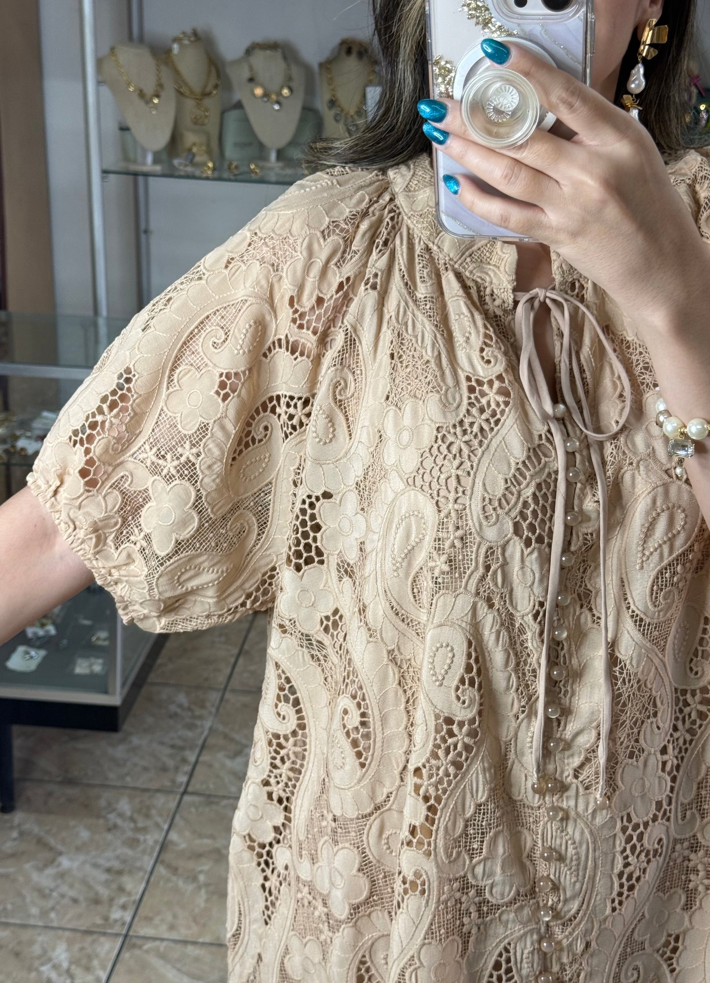 Paisley Embroidered Maxi OS Dress (FINAL SALE)