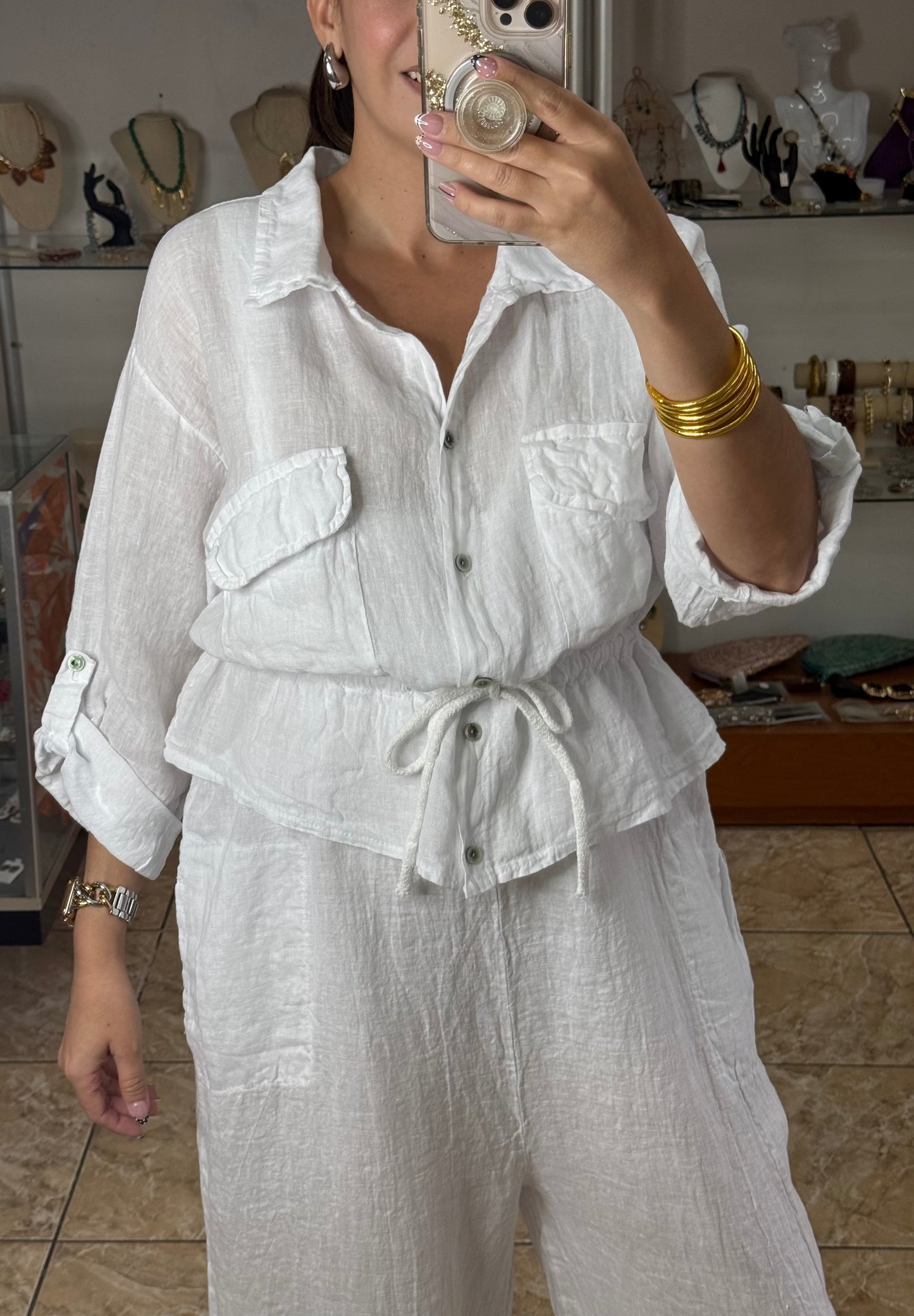 OS Linen Top & Jumpsuit Set (NO RETURNS OR EXCHANGE)