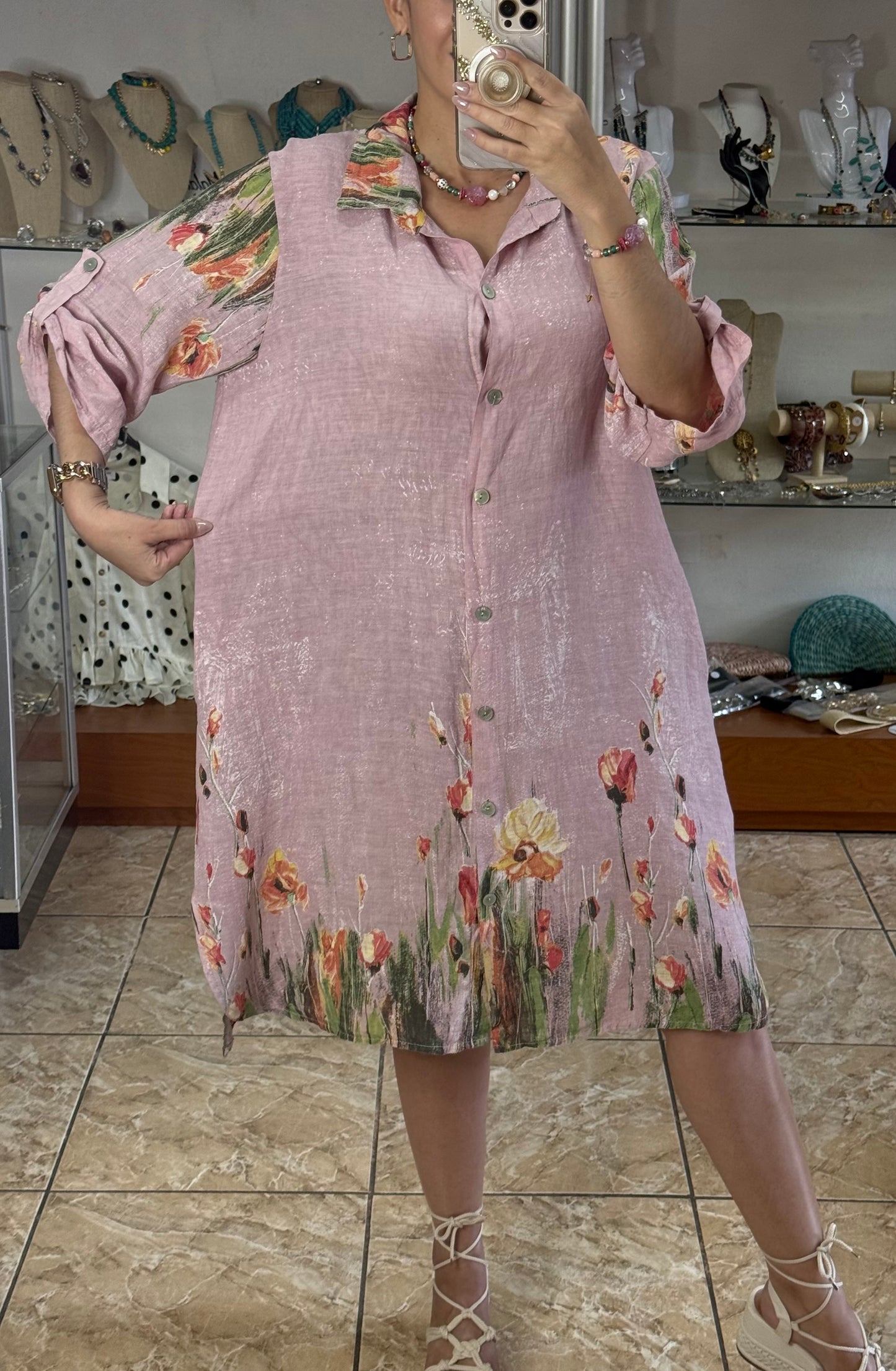Malena OS Linen Dress (NO RETURNS OR EXCHANGE)
