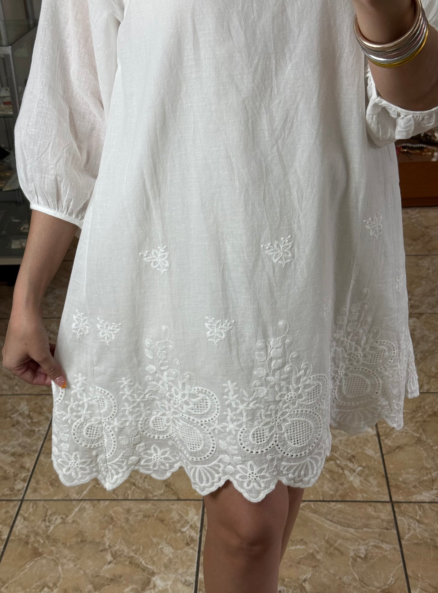 Delicate White Embroidered Dress (FINAL SALE)