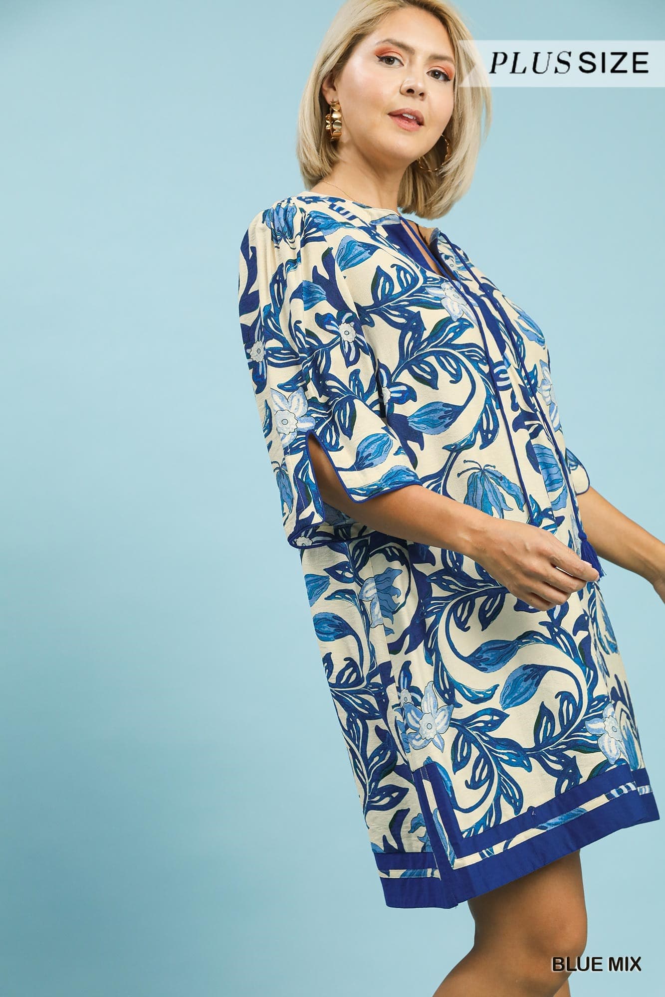 Blue Mix Floral Dress (PLUS)
