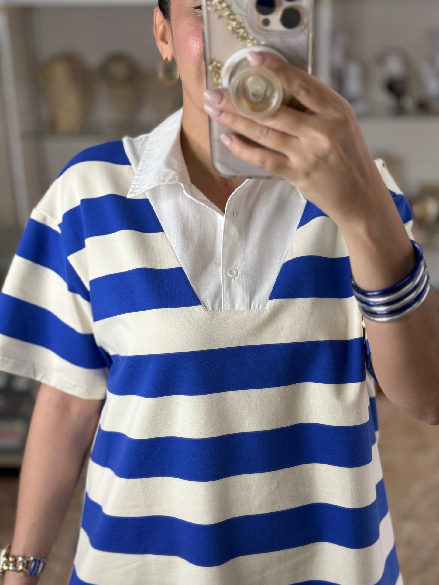 Preppy Striped Polo Mini Dress