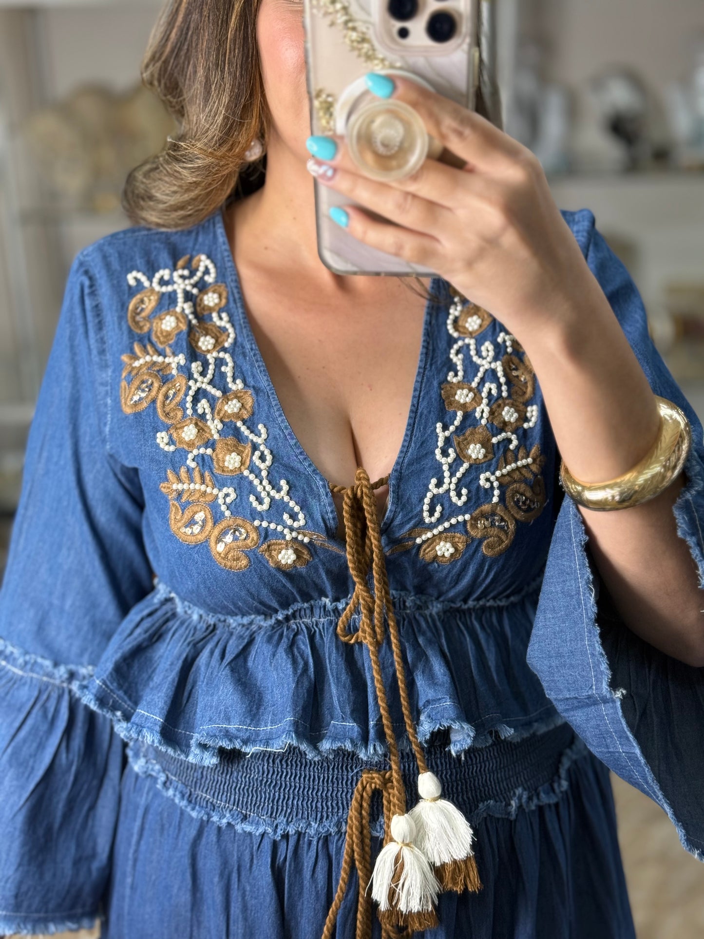 OS Denim Crop Top and Skirt Set (NO RETURNS OR EXCHANGE)