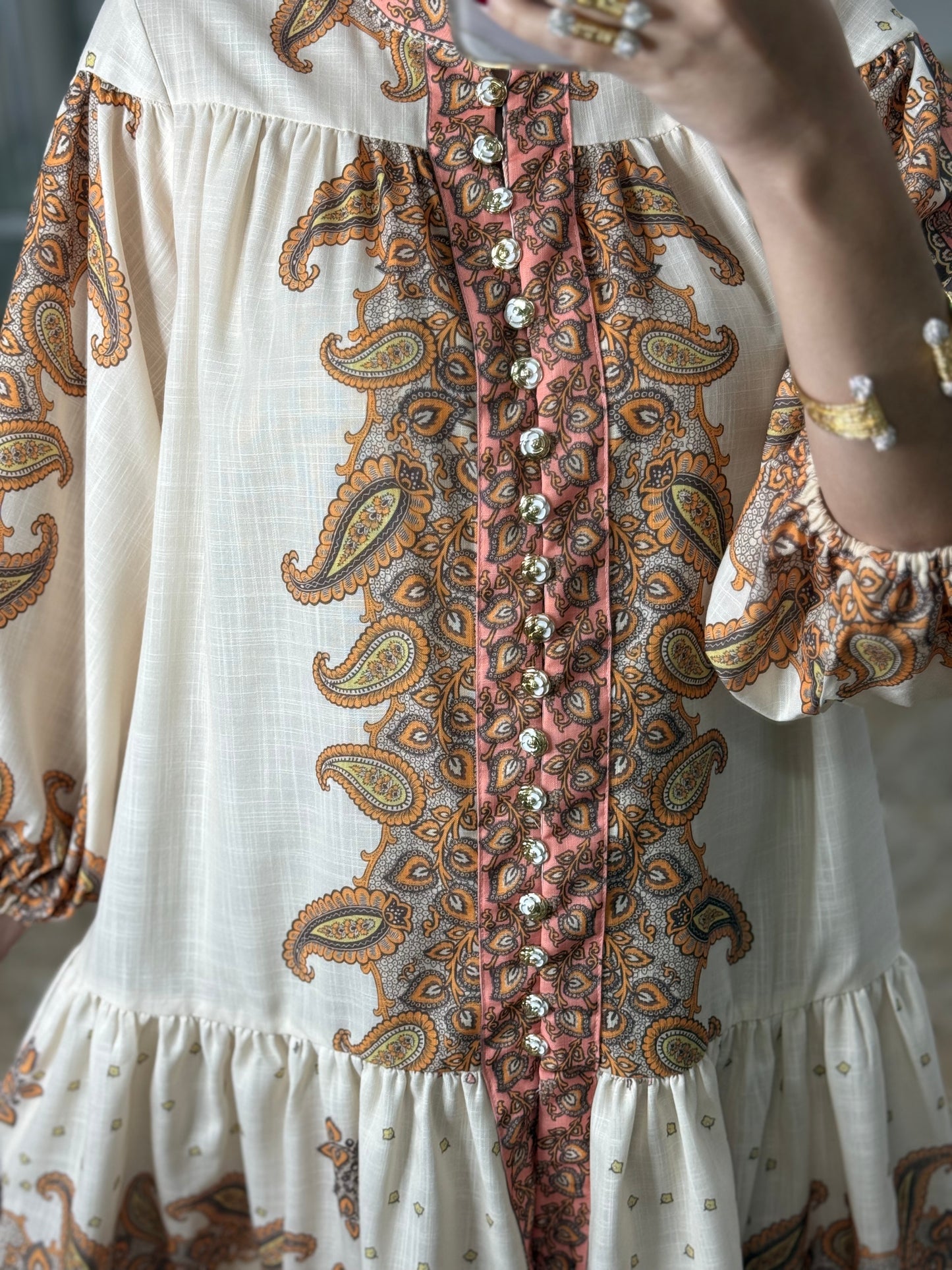 Brown Mix Paisley Mini Dress