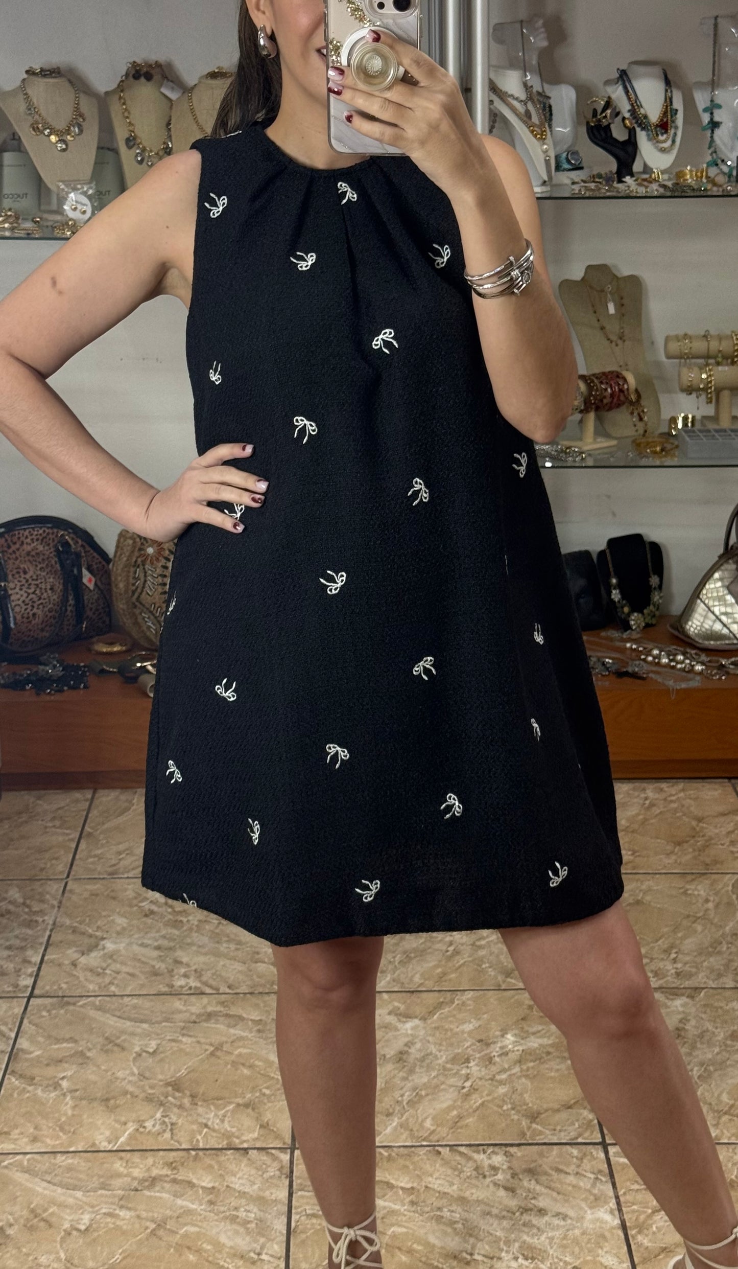 Black/White Ribbons Mini Dress