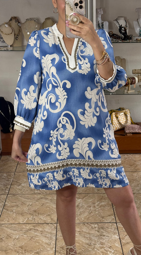 Blue/Ivory Short Dress