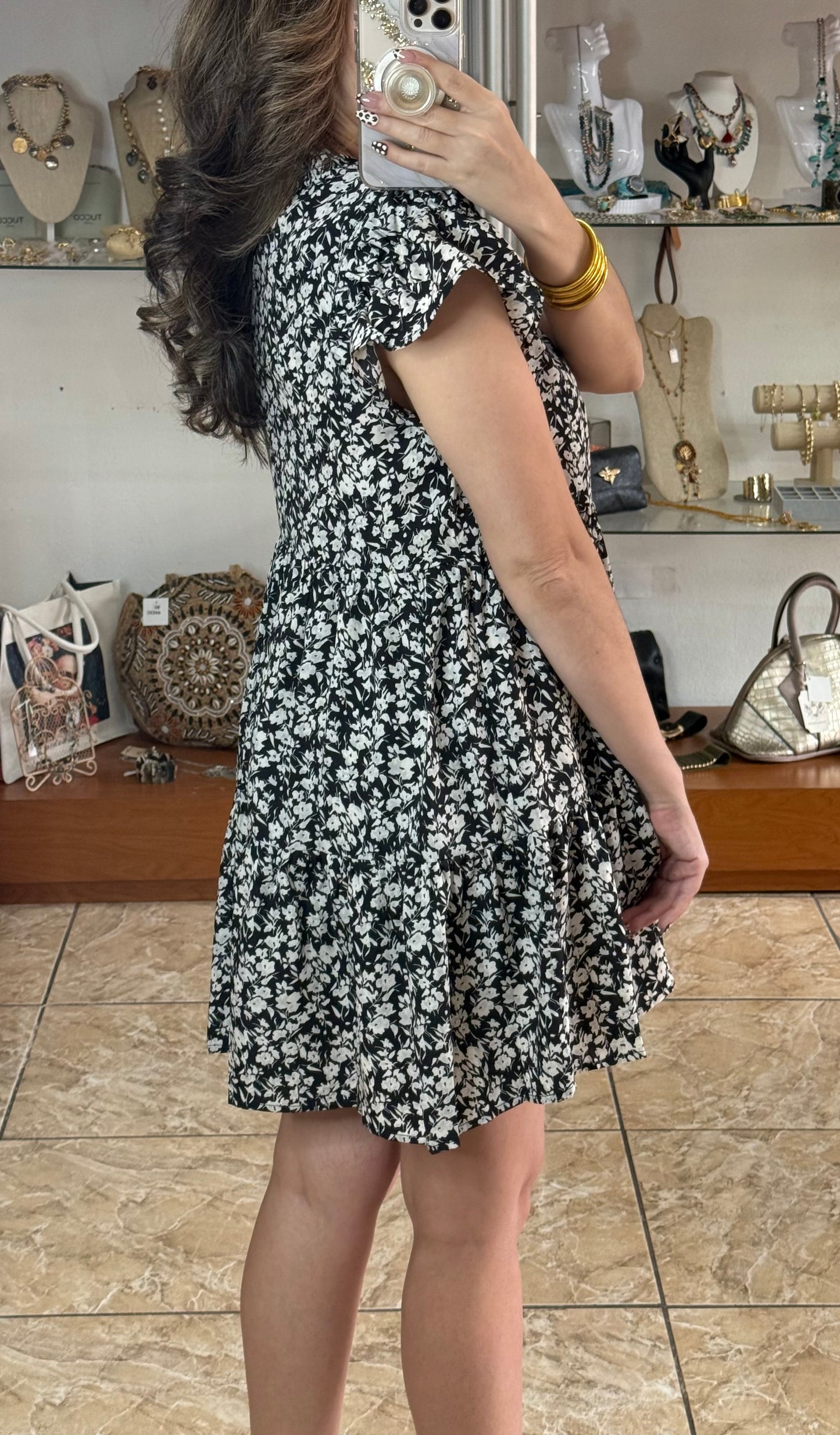 Black/White Floral Mini Dress