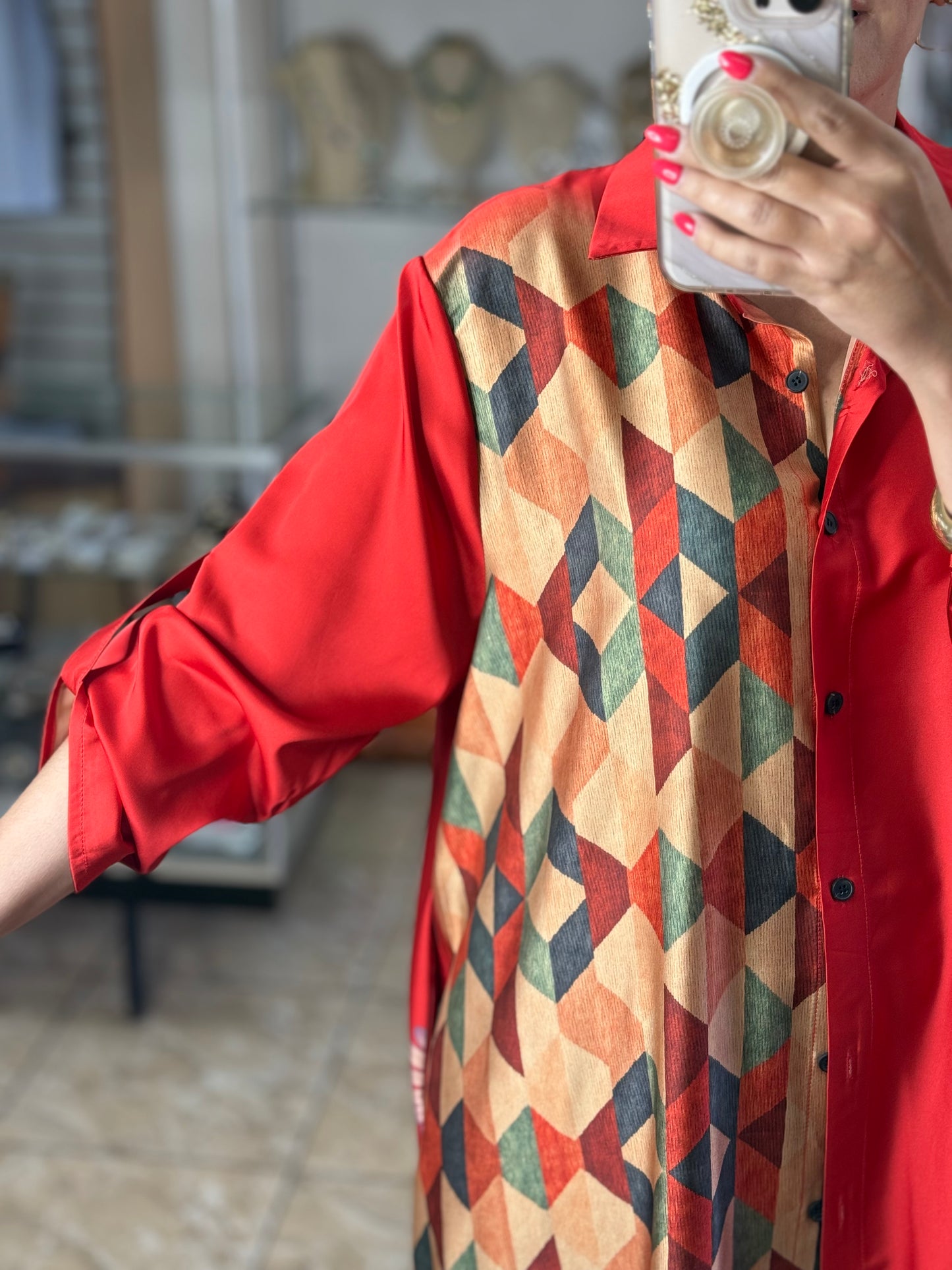 Mix Print OS Silk Top/Dress & Pant Set (NO RETURNS OR EXCHANGE)