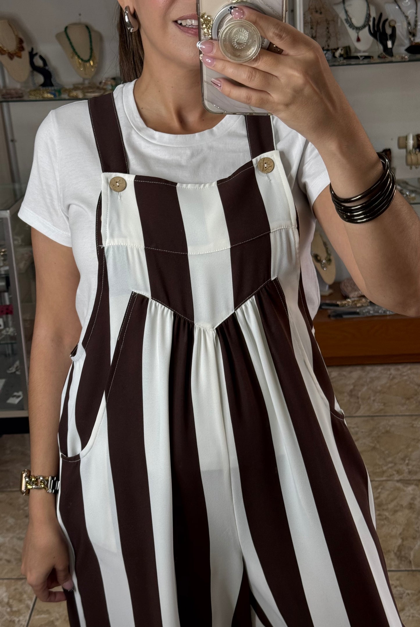 Brown Mix Stripes Jumpsuit (Top Sold Separately)