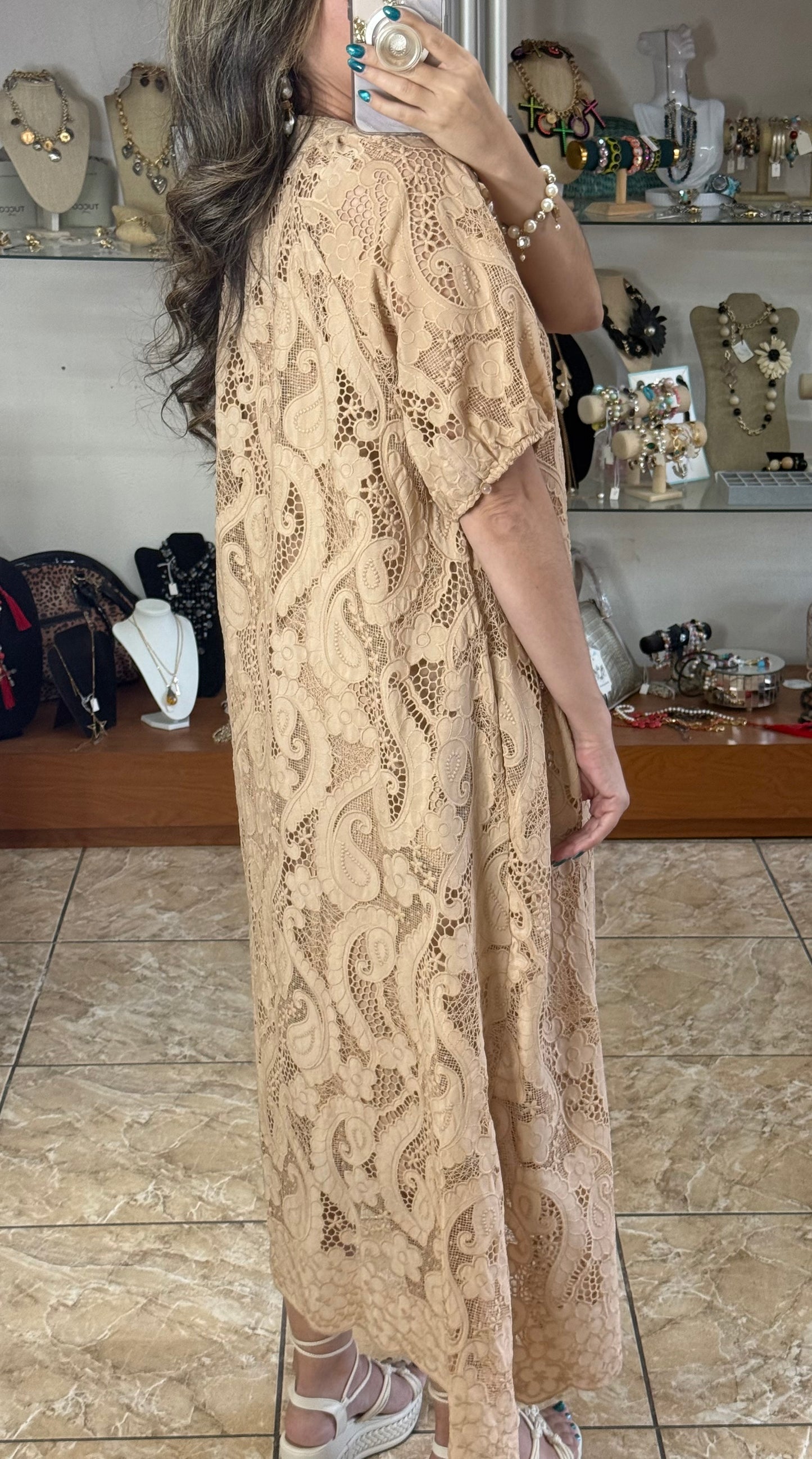 Paisley Embroidered Maxi OS Dress (FINAL SALE)