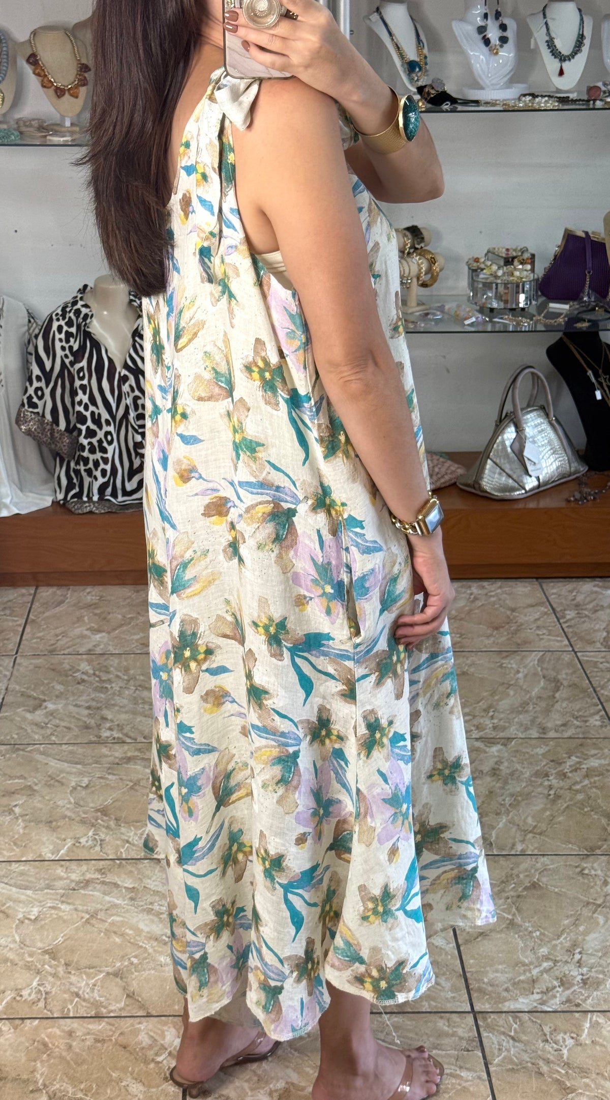 OS Pastel Floral Linen Jumpsuit (NO RETURNS OR EXCHANGE)