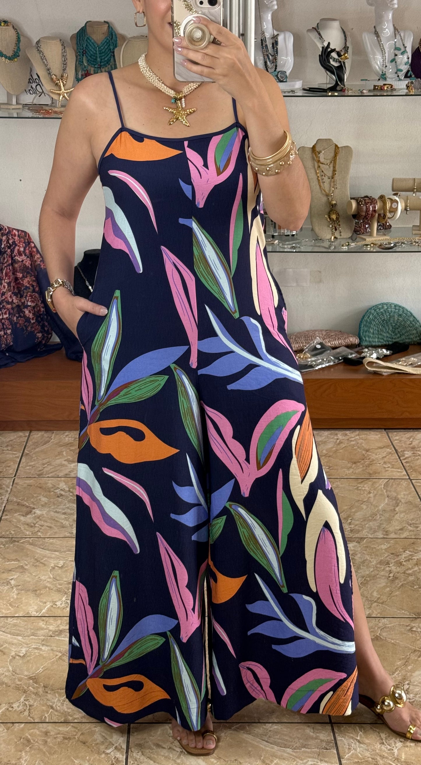 Navy Mix Jumpsuit