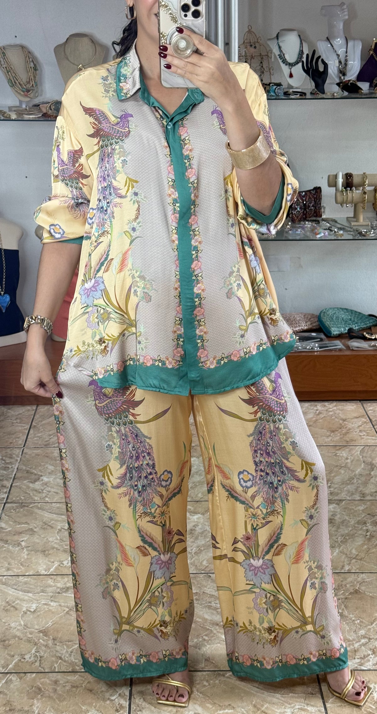 Birds & Flowers OS Satin Set (NO RETURNS OR EXCHANGE)