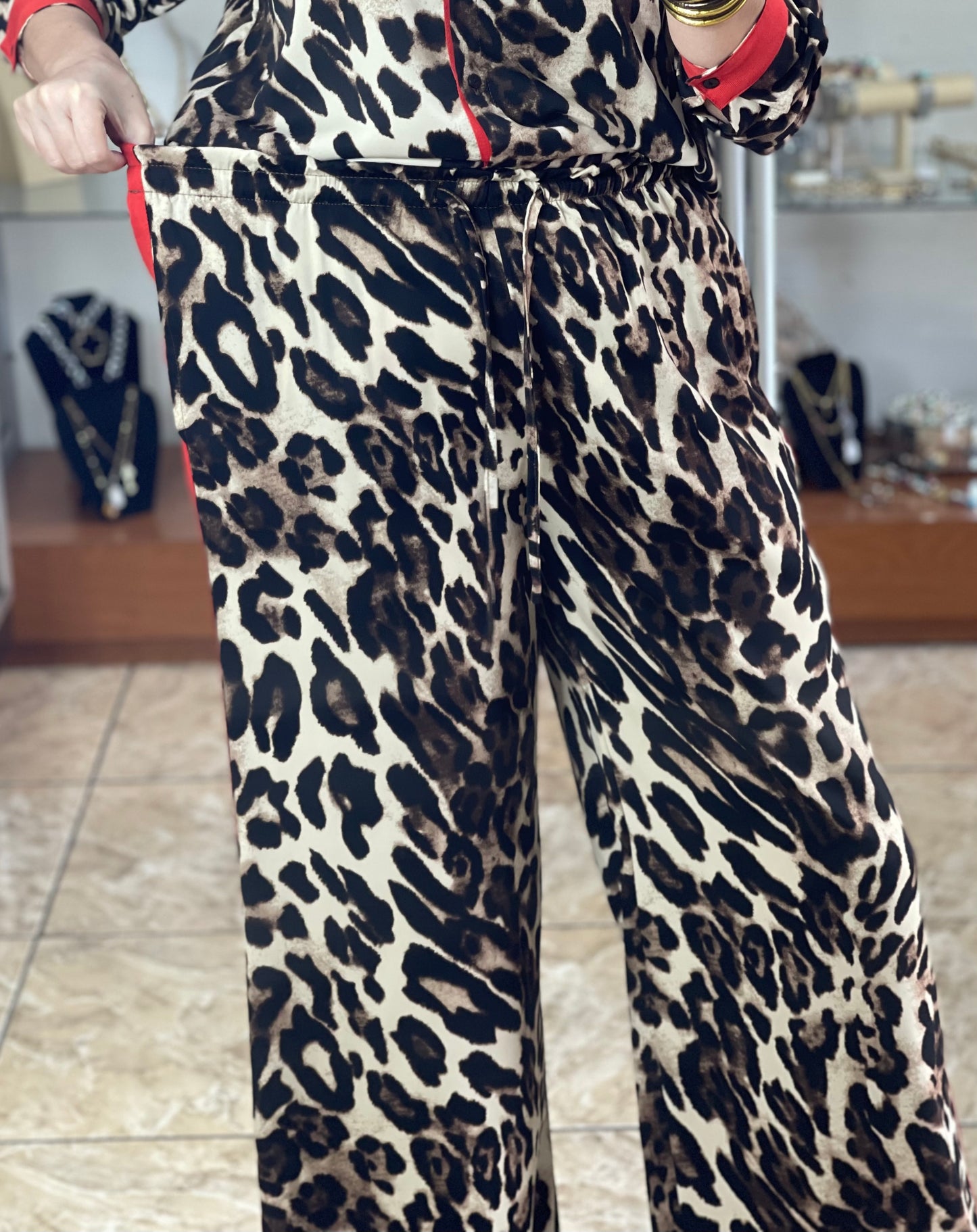 Leopard Red Line Pant