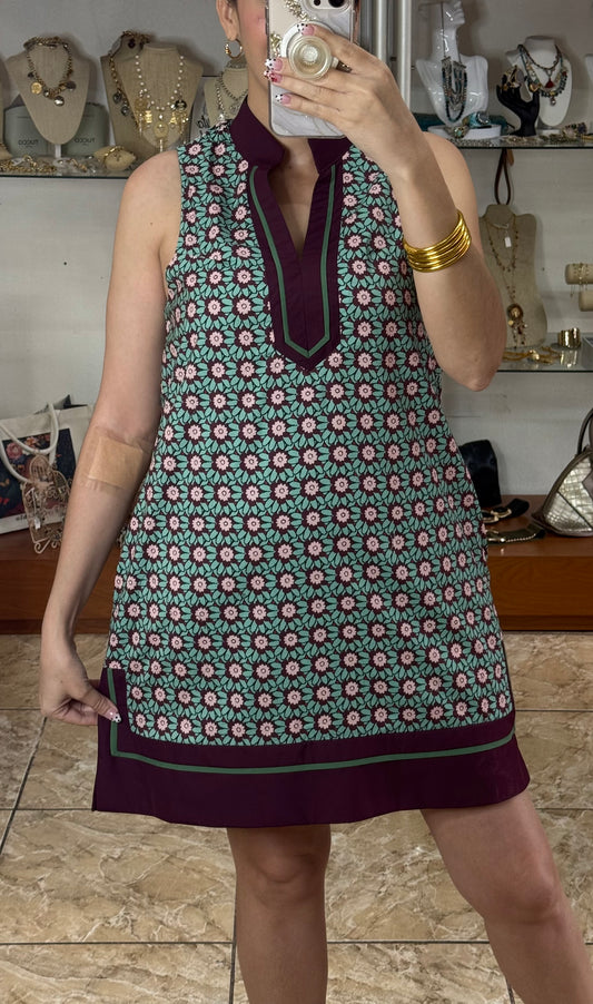 Dark Plum Mix Floral Sleeveless Mini Dress