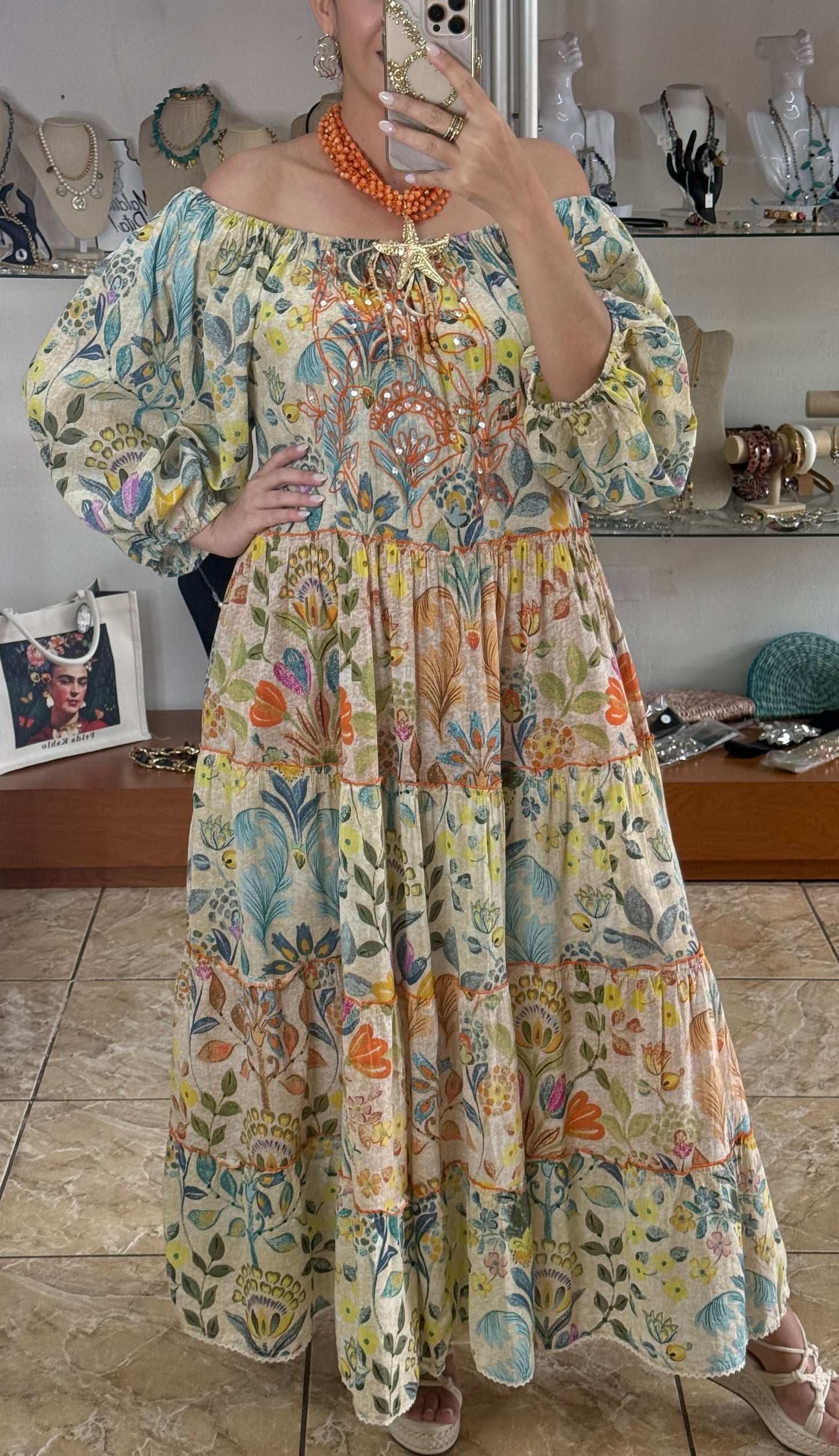 Floral Mix Off Shoulder Maxi Dress