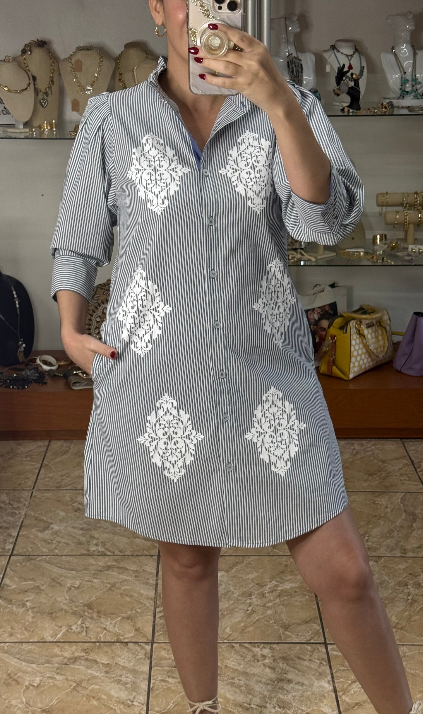 Button Down Stripes Dress