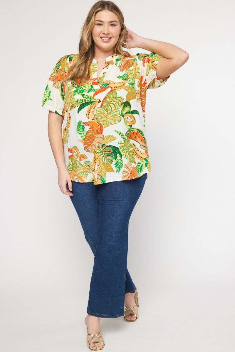 Tropical V-Neck Top (Regular and Plus)