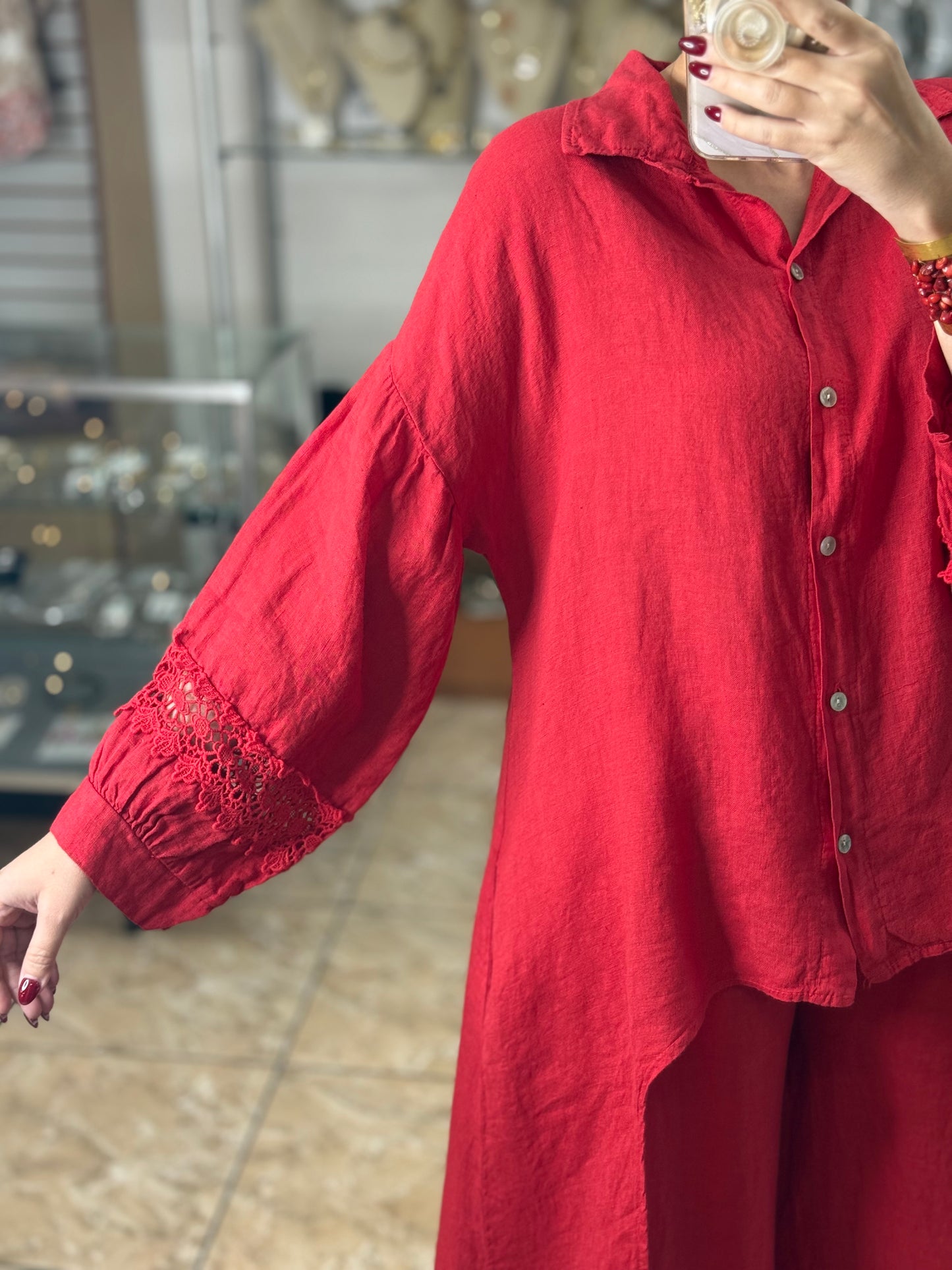 High/Low OS Linen Pant Set (FINAL SALE)