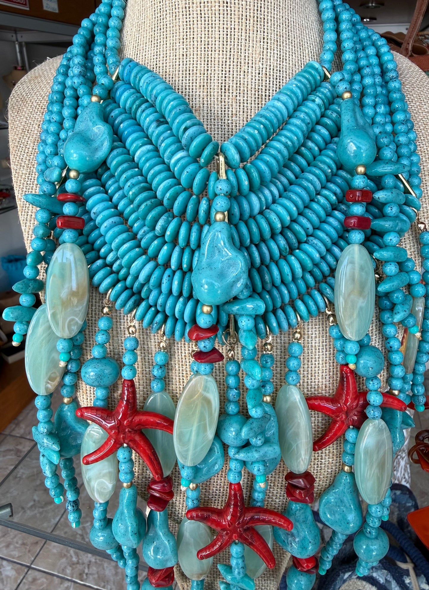 Turquoise/Red Statement Necklace (FINAL SALE)