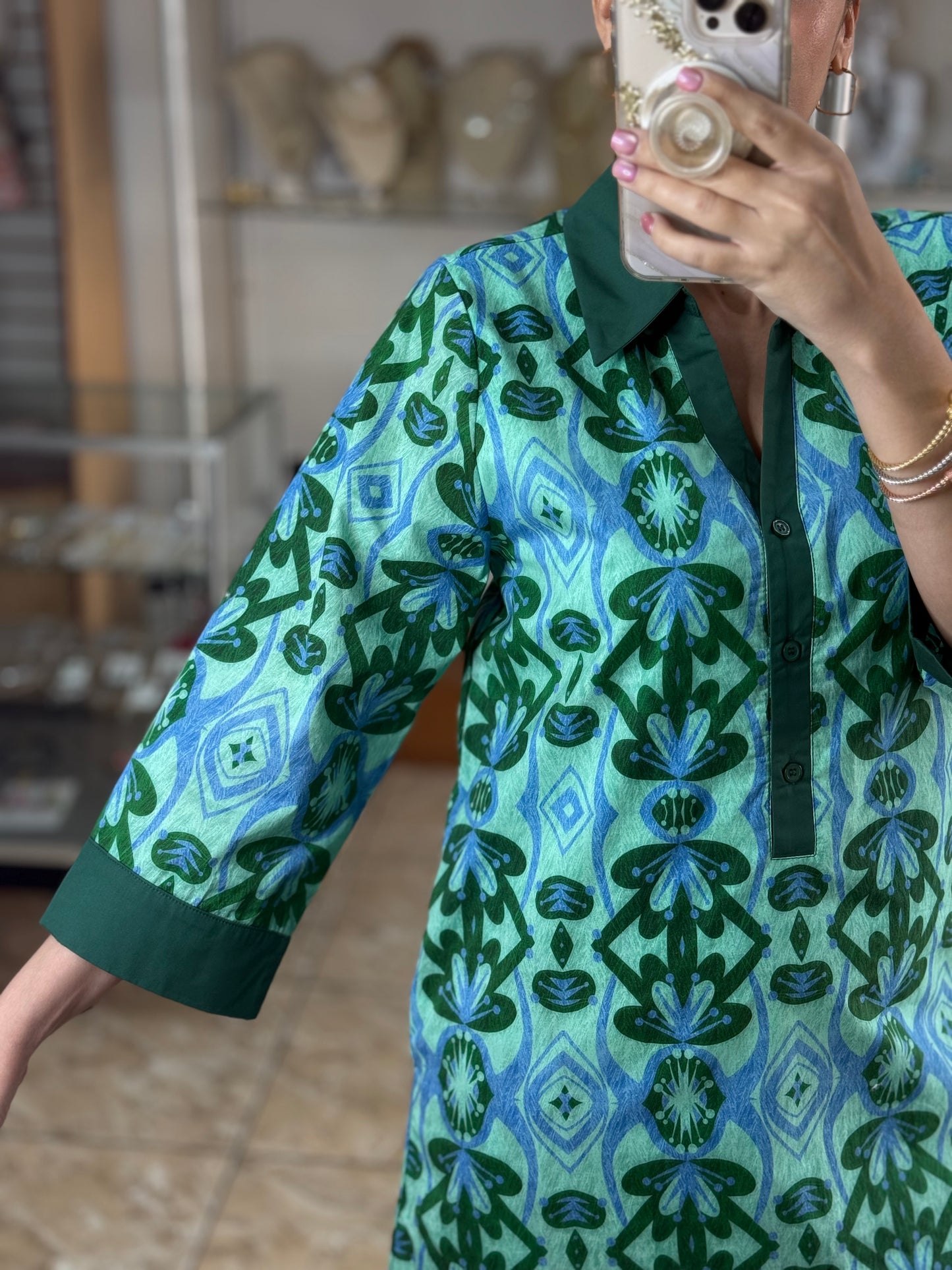 Green Mix Mini Dress (Reg and Plus)