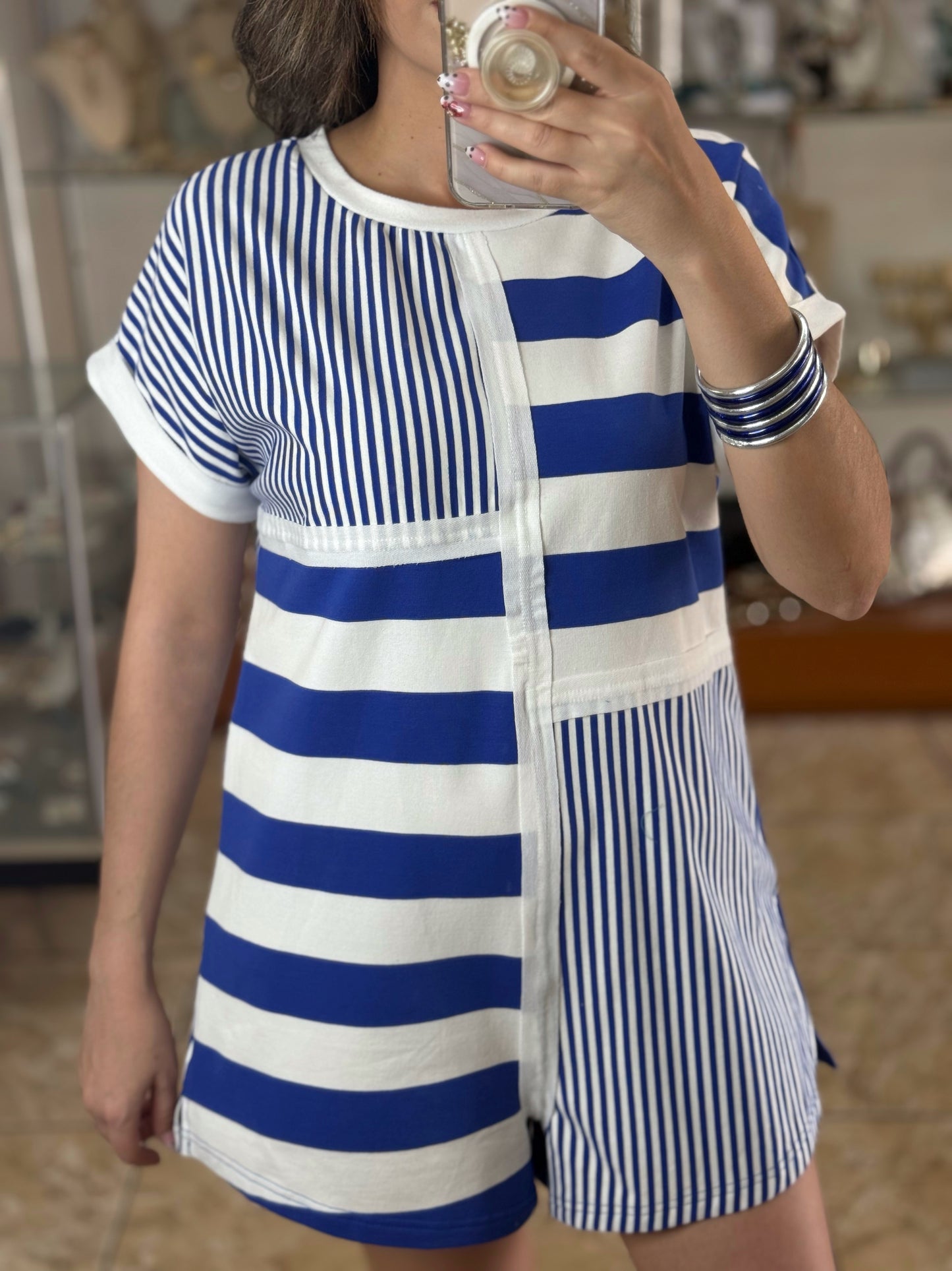 Blue Stripes Romper