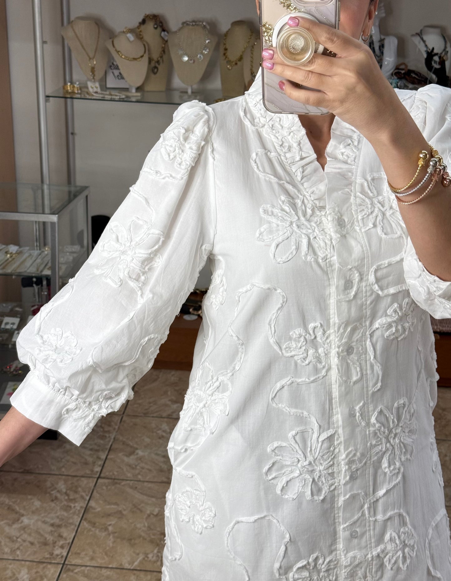 White Button Down Mini Dress (FINAL SALE)