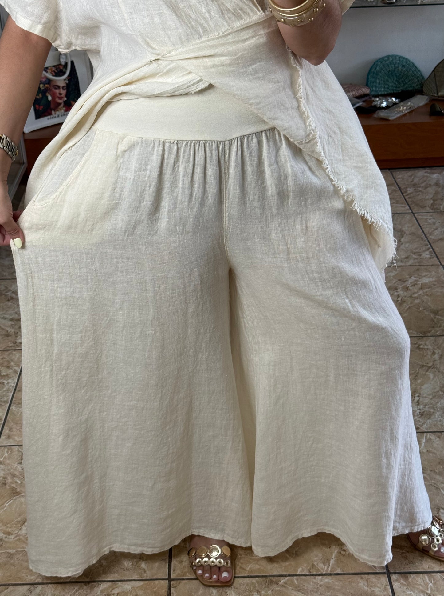 Long Top & Pant OS Linen Set (NO RETURNS OR EXCHANGE)