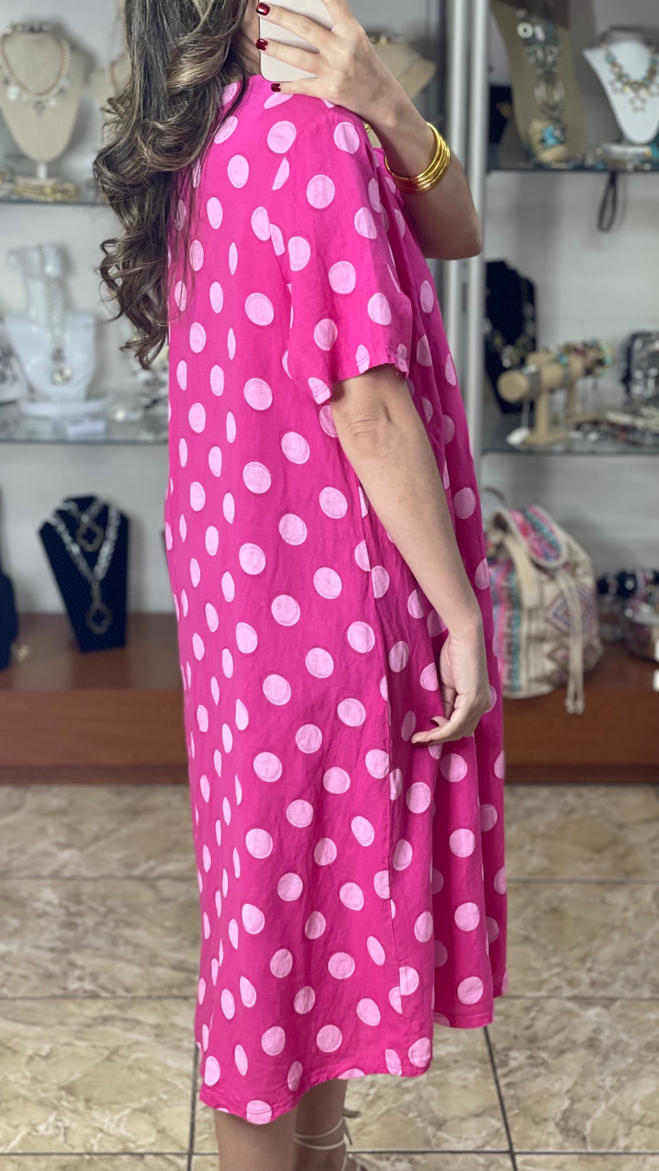 Polkadots OS Midi Dress