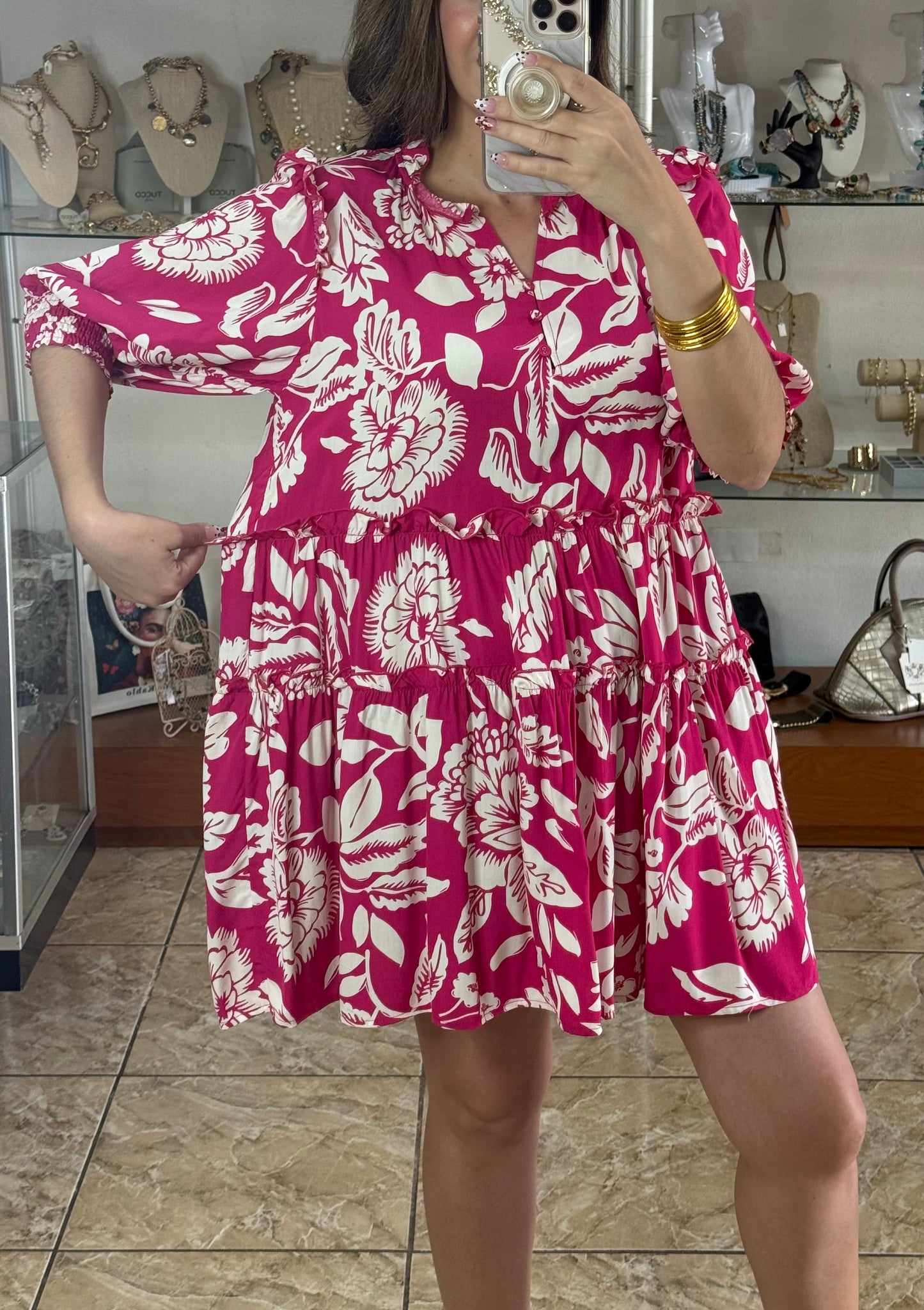Two Tones Floral Doll Dress
