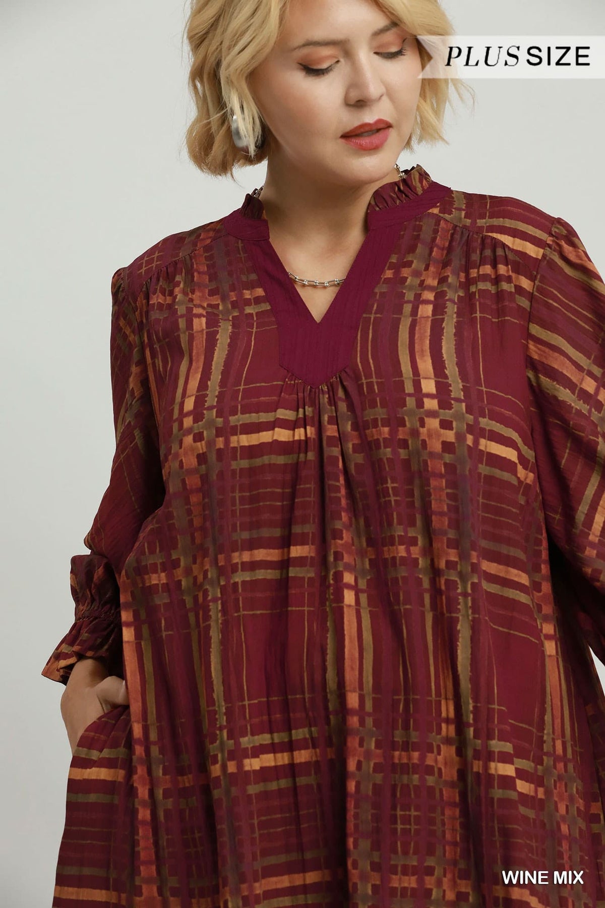 Plaid Print Tiered Babydoll Dress (PLUS)