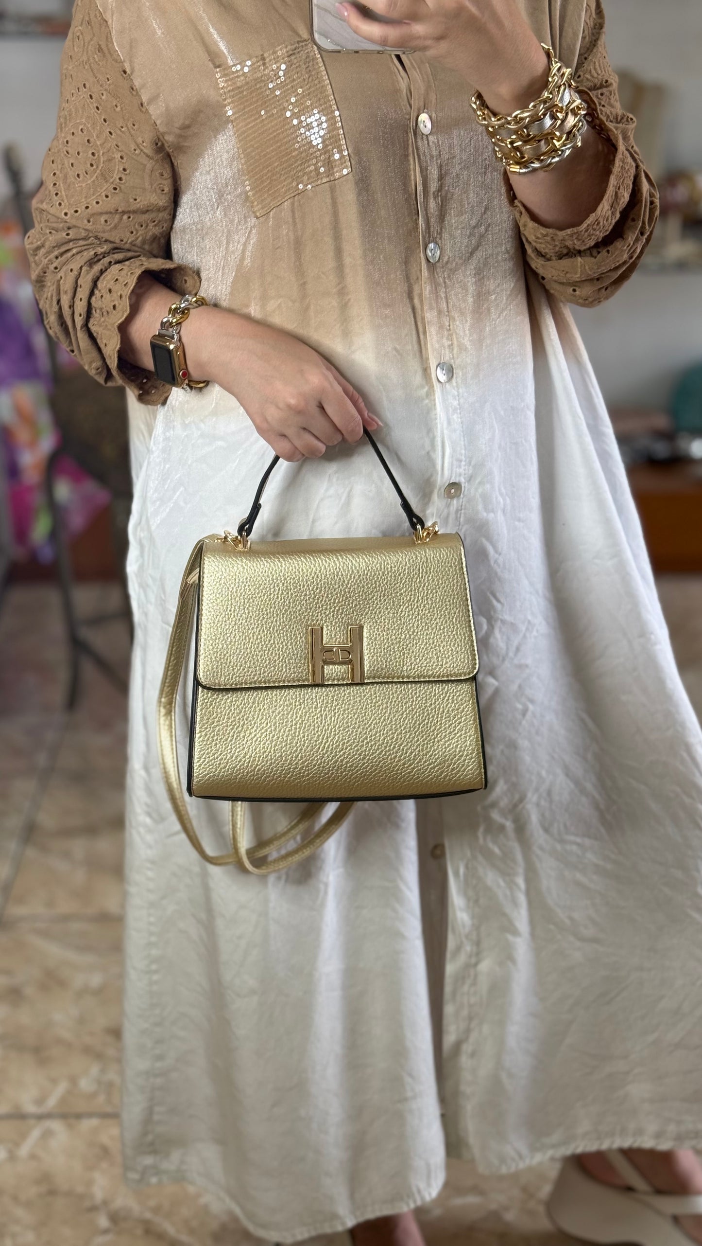 Chic Metallic Bag with Wallet (FINAL SALE)