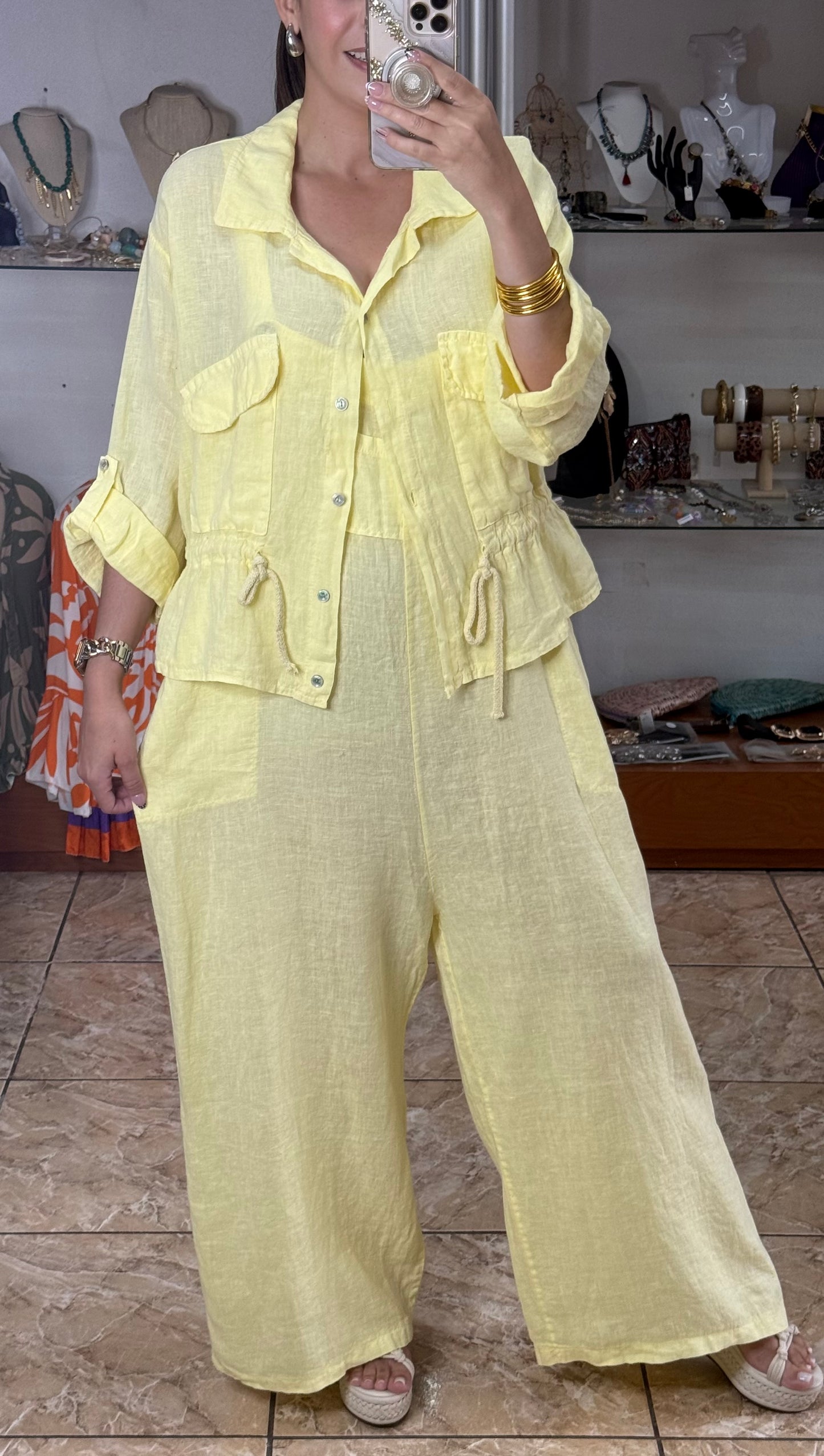OS Linen Top & Jumpsuit Set (NO RETURNS OR EXCHANGE)