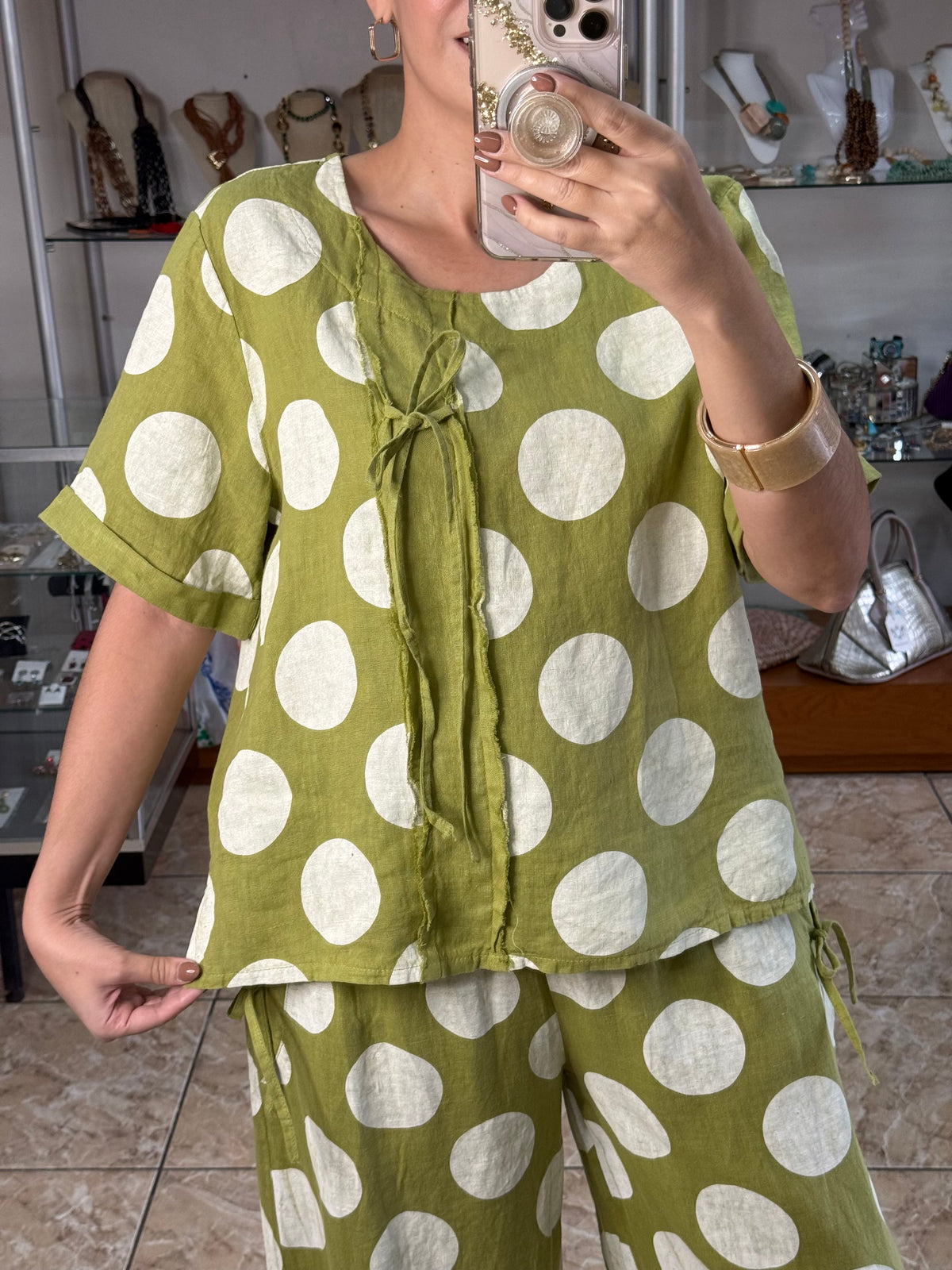 Polka Dots and Ribbons OS Linen Set (NO RETURNS OR EXCHANGE)