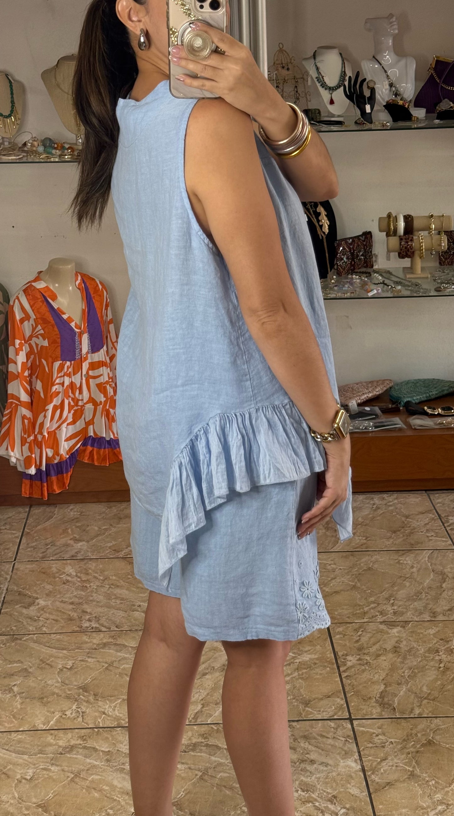 OS Linen Top & Short Set (NO RETURNS OR EXCHANGE)