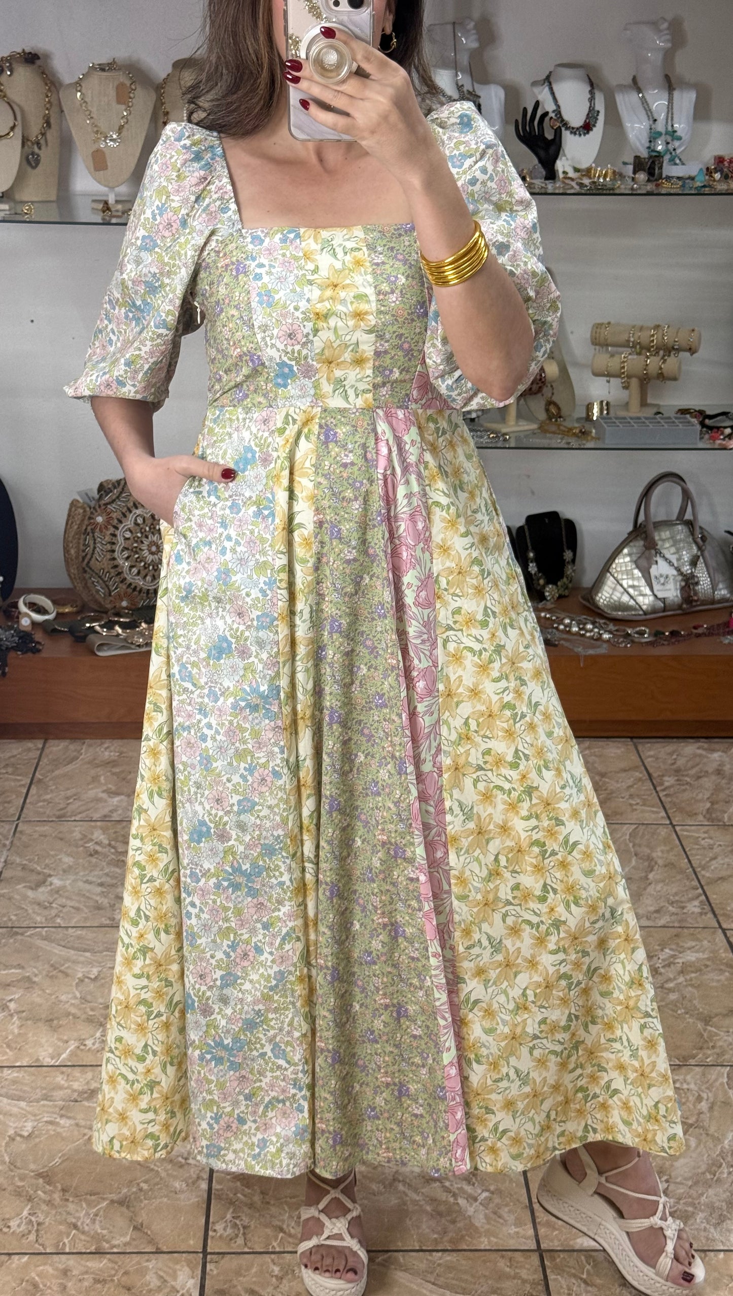 Mix Floral Midi Dress
