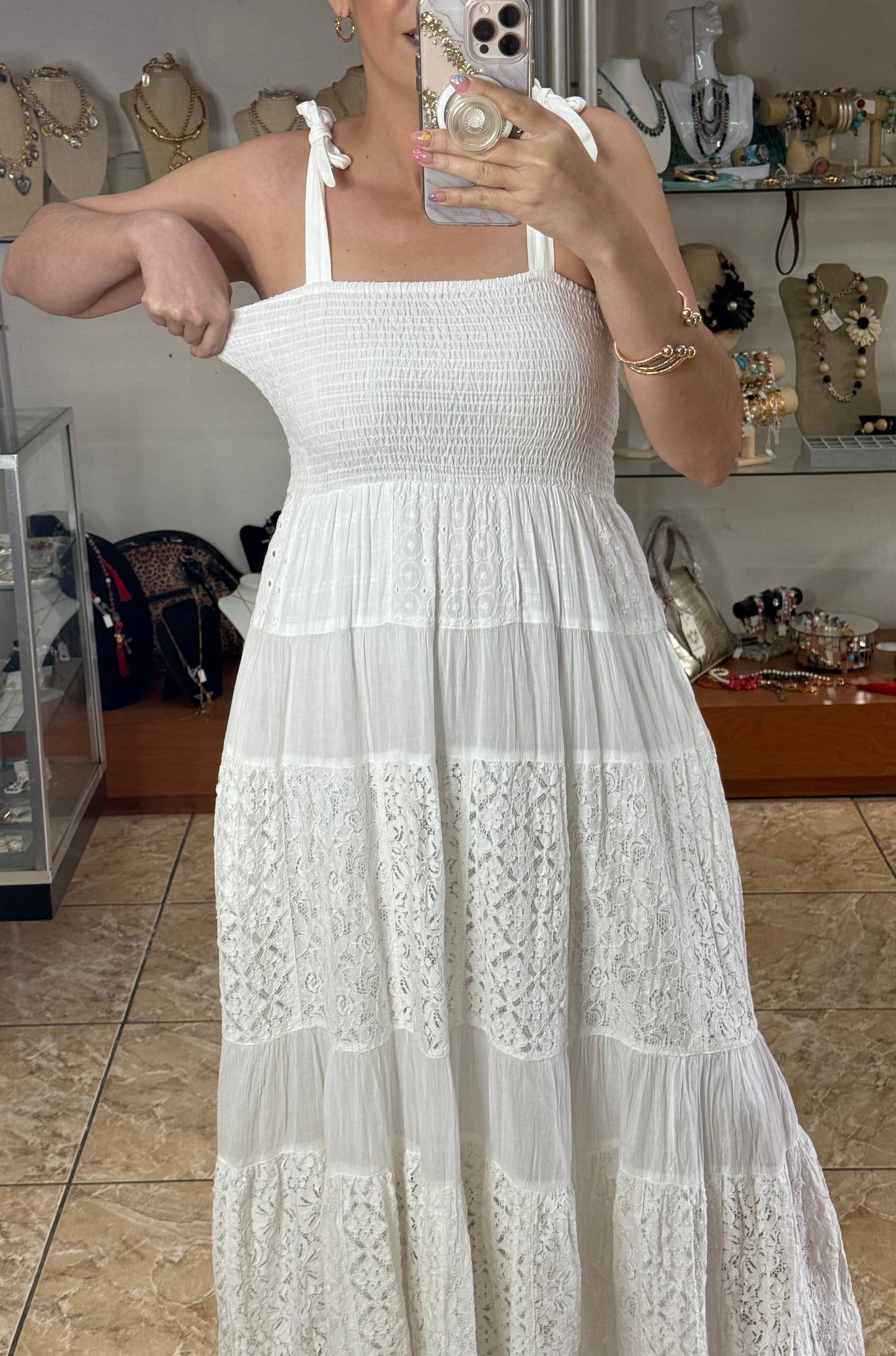 White Maxi Boho Dress (FINAL SALE)