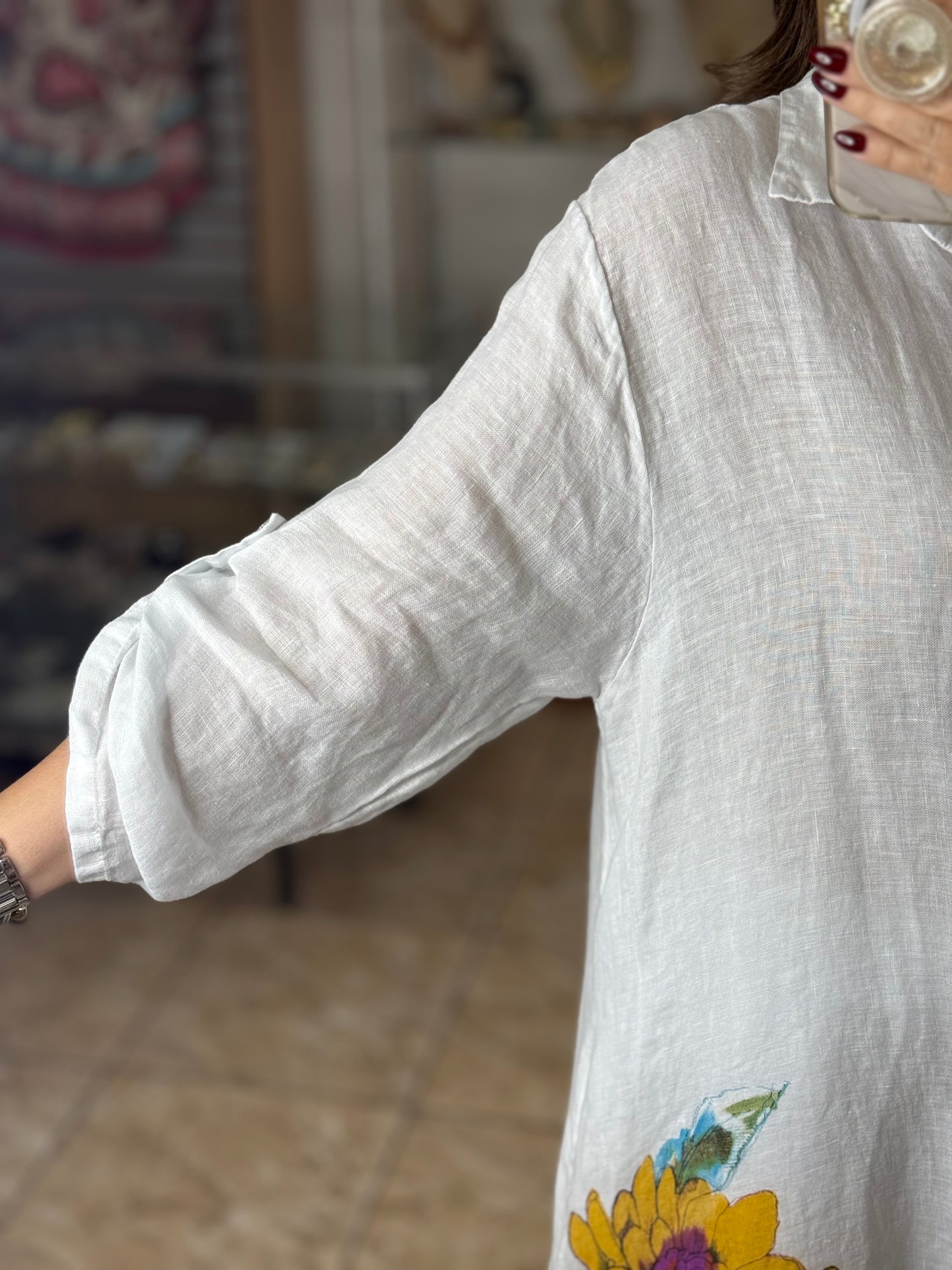 OS Shirt Dress & Pant Floral Linen Set (NO RETURNS OR EXCHANGE)