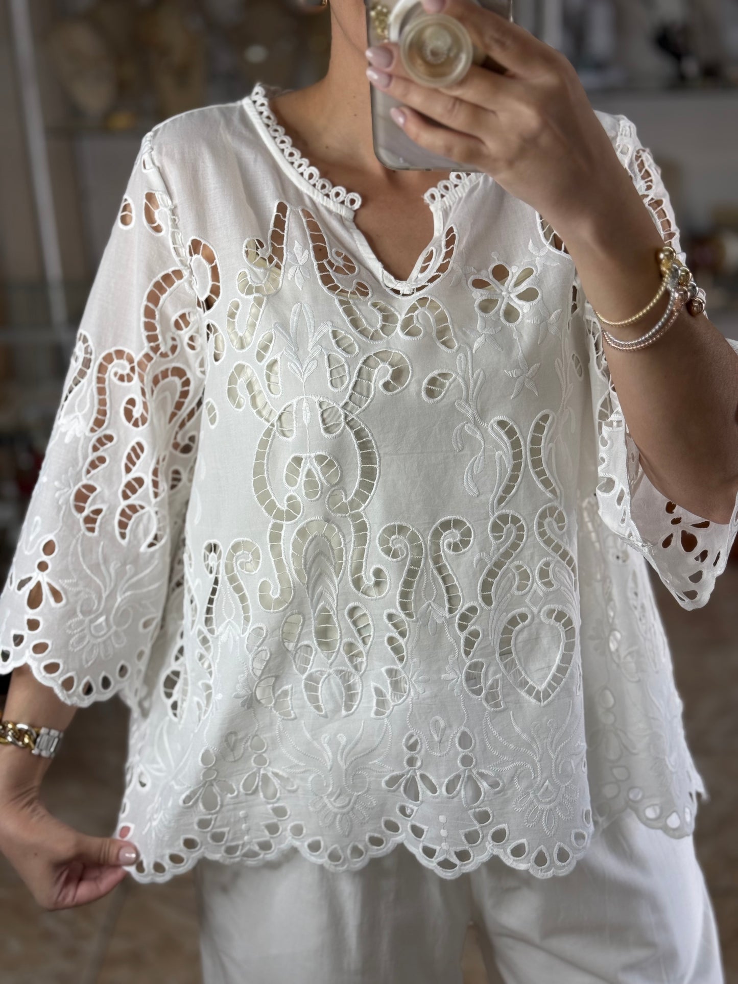 OS Intricate Eyelet Lace Embroidered Set (NO RETURNS OR EXCHANGE)