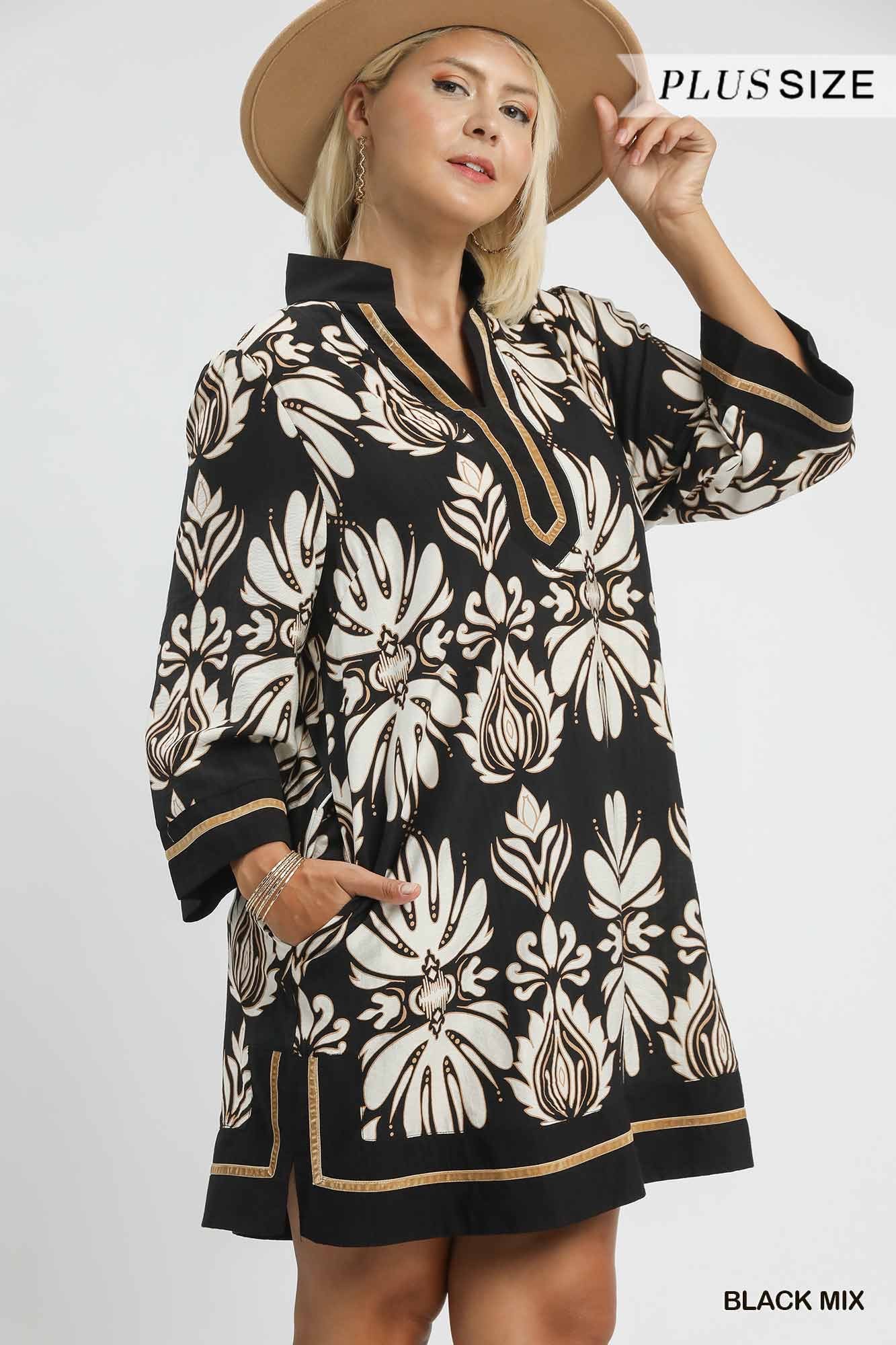 Black Mix Mini Dress (PLUS)