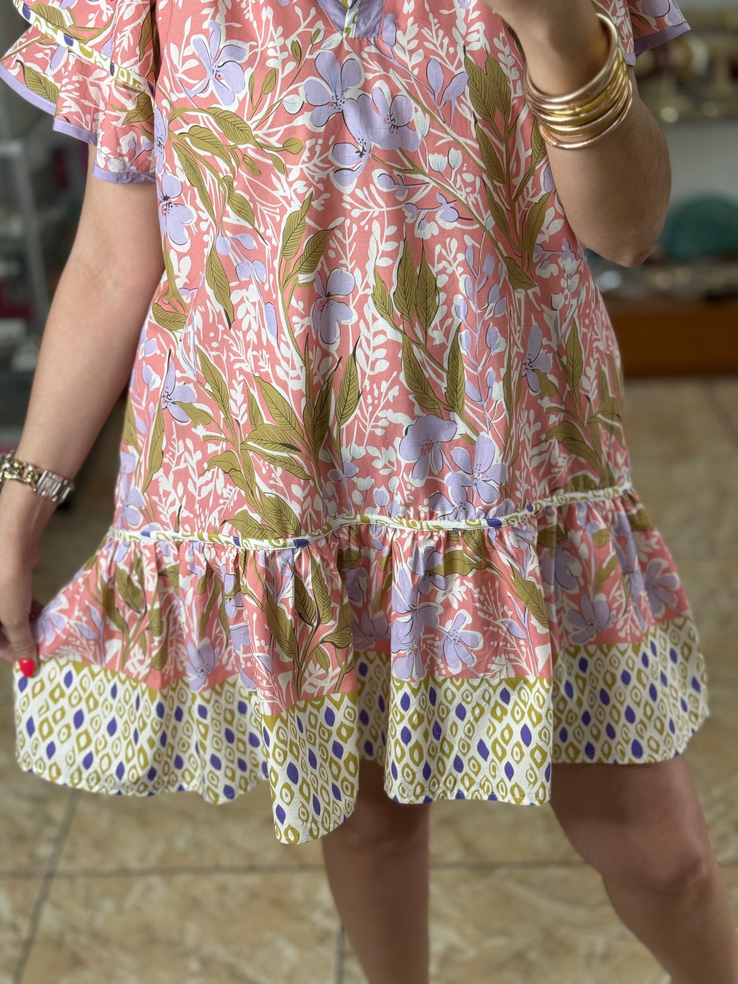 Coral Mix Floral Mini Dress