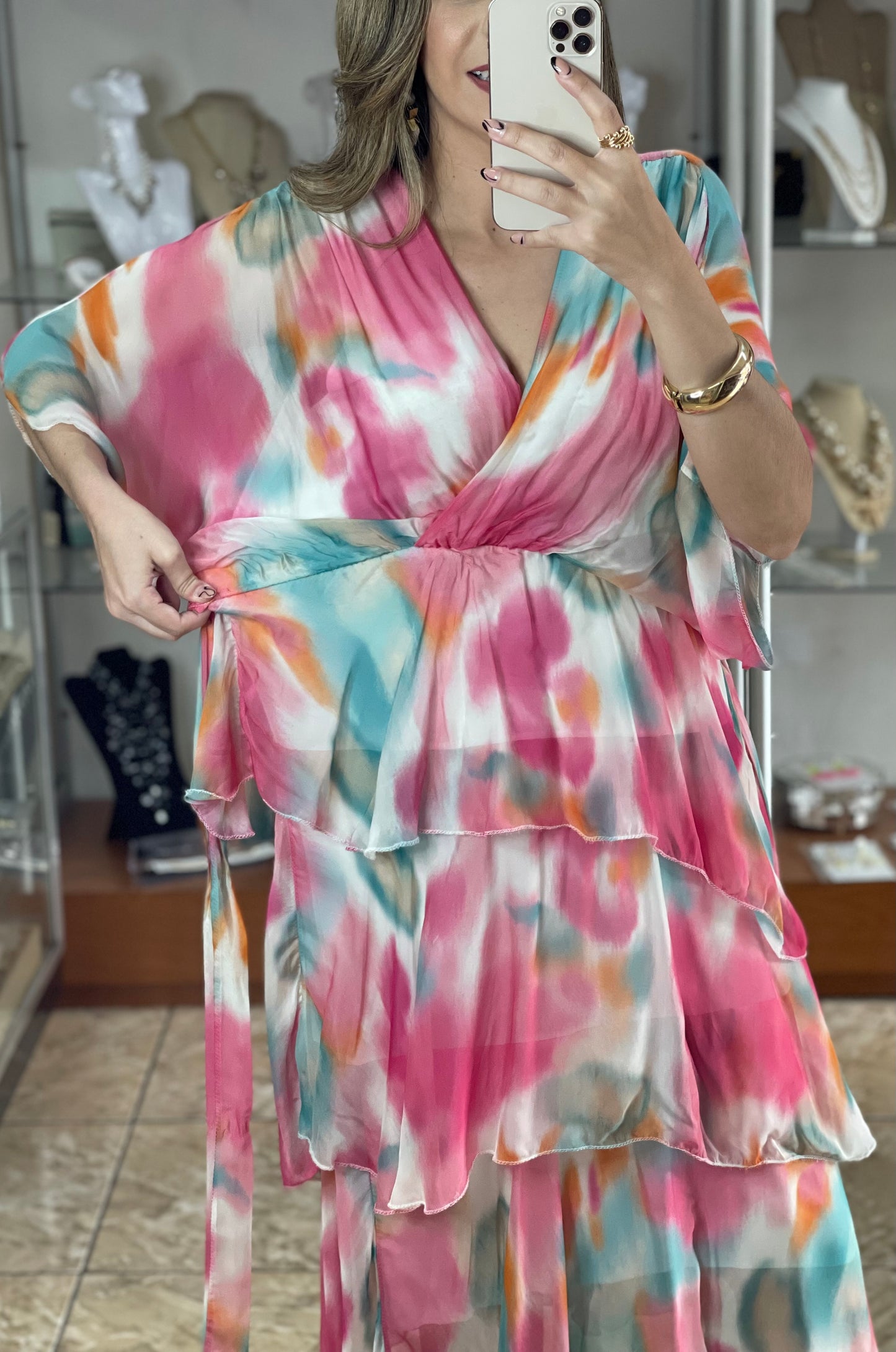 Multi Mix OS Silk Dress