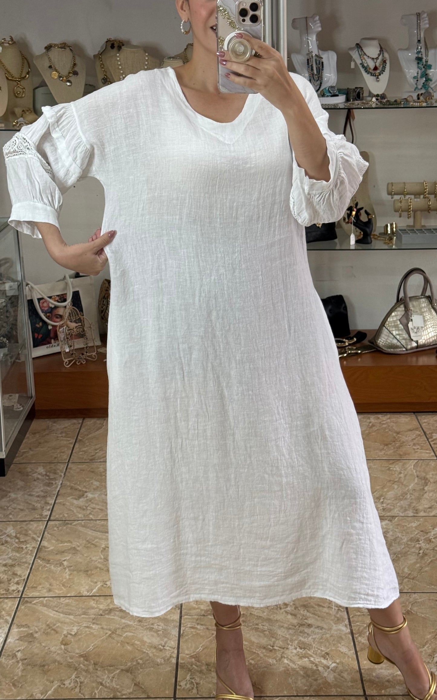 Back Detail OS Linen Maxi Dress (FINAL SALE)