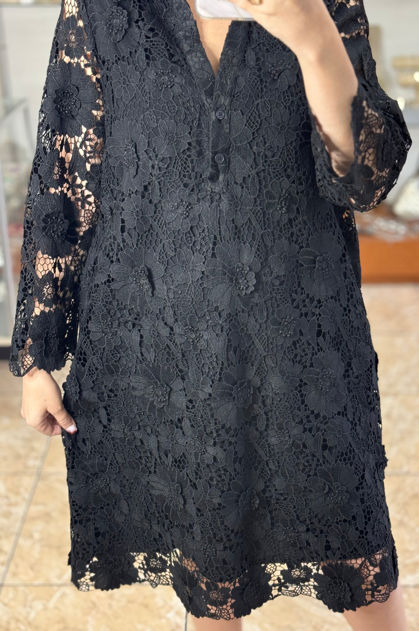 Floral Appliqué OS Midi Dress (FINAL SALE)
