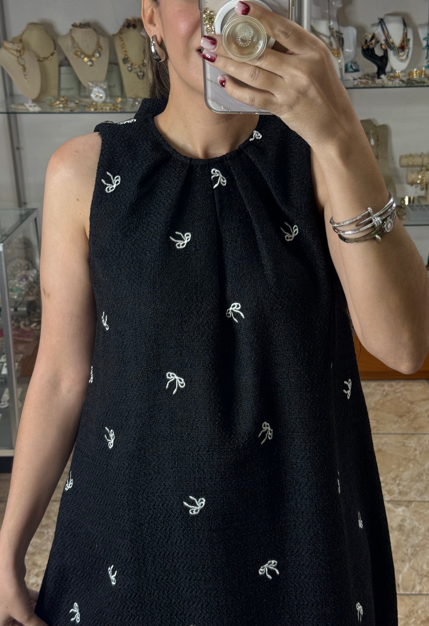 Black/White Ribbons Mini Dress