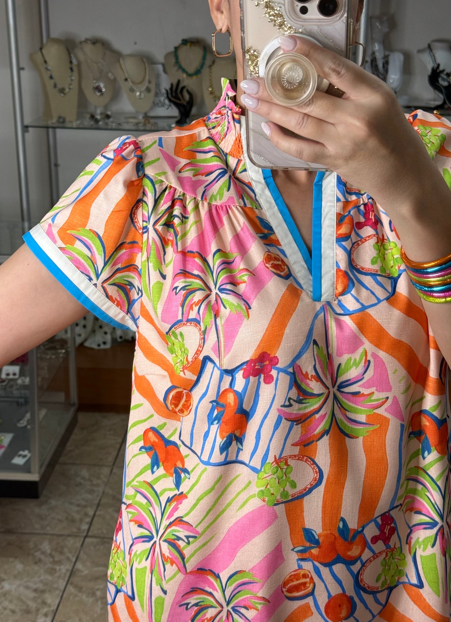 Tangerine Mix Tropical Dress