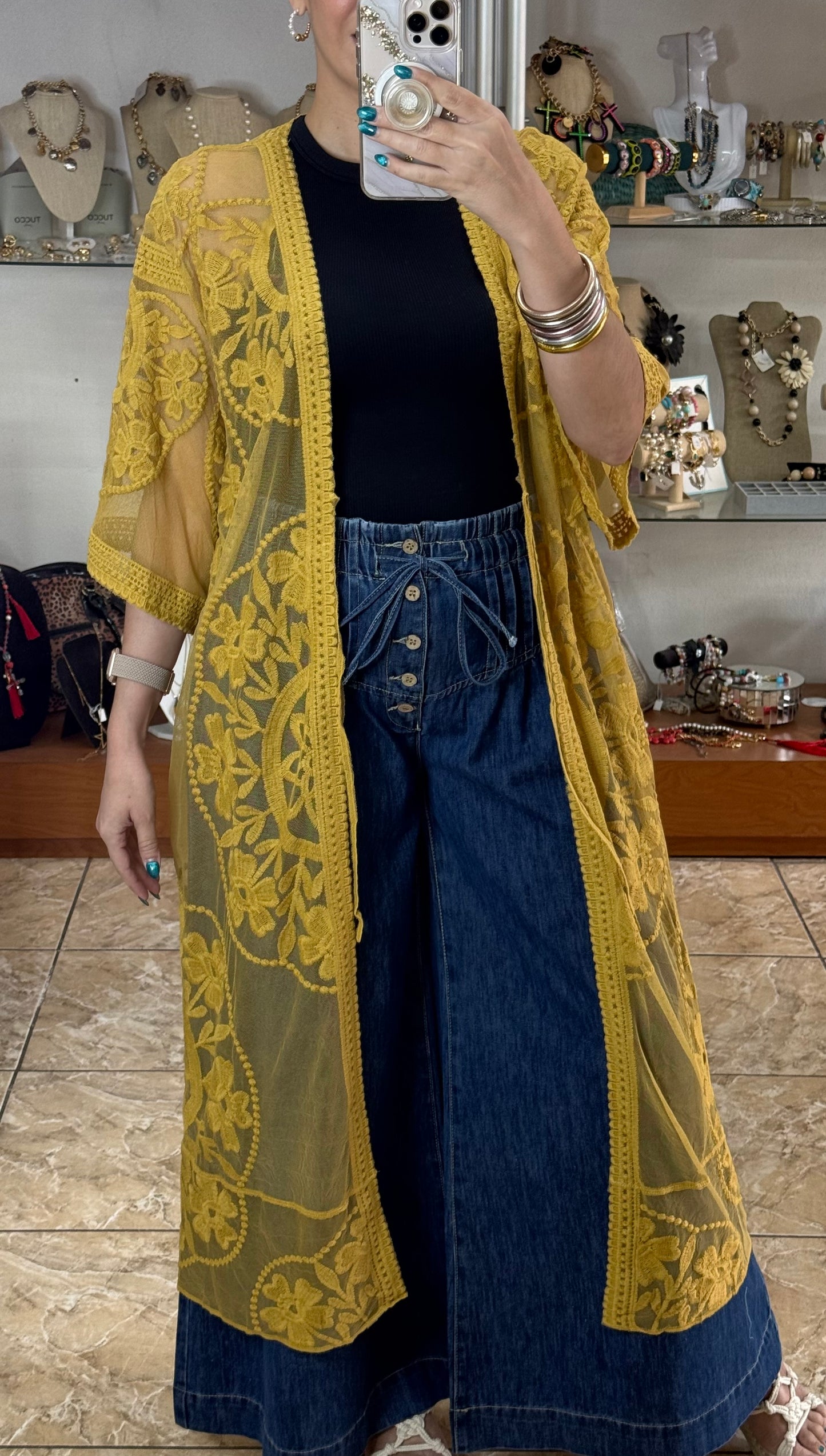 Lace Mustard Coverup (FINAL SALE)